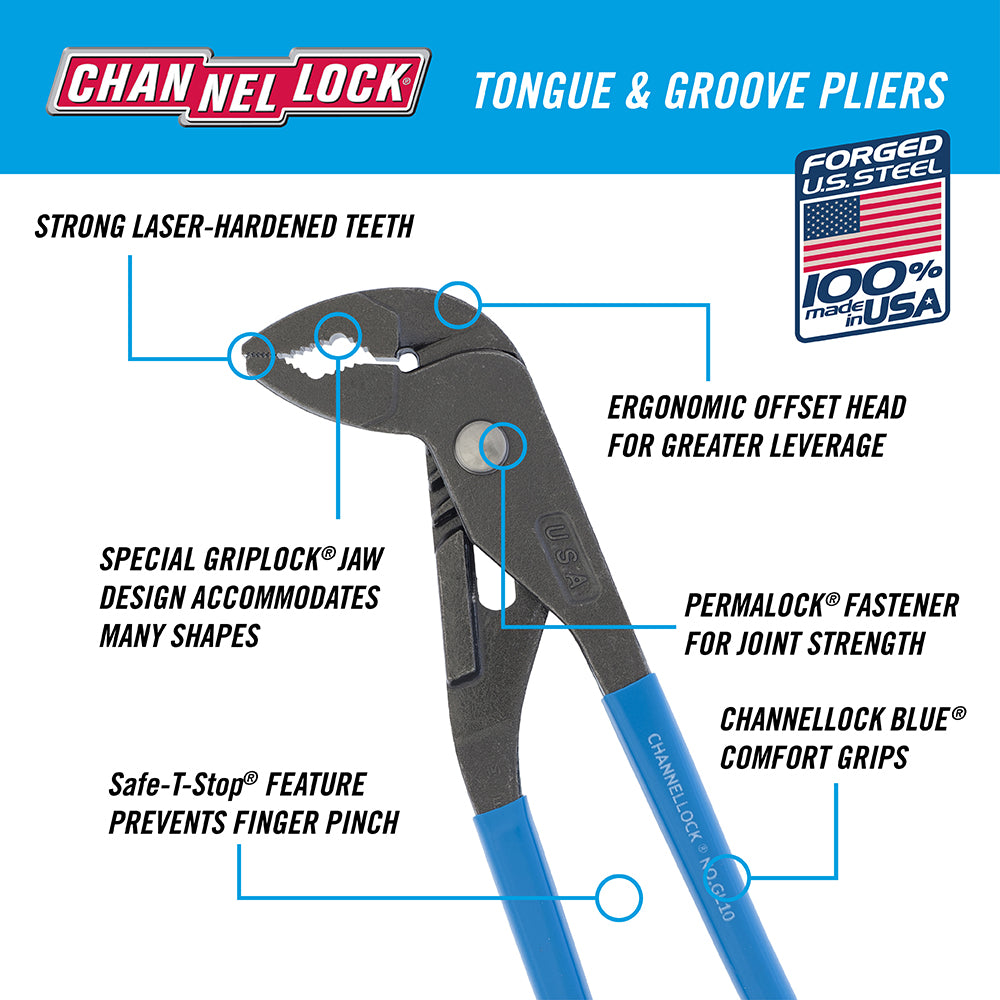 9.5-inch GRIPLOCK Tongue & Groove Pliers (GL10)