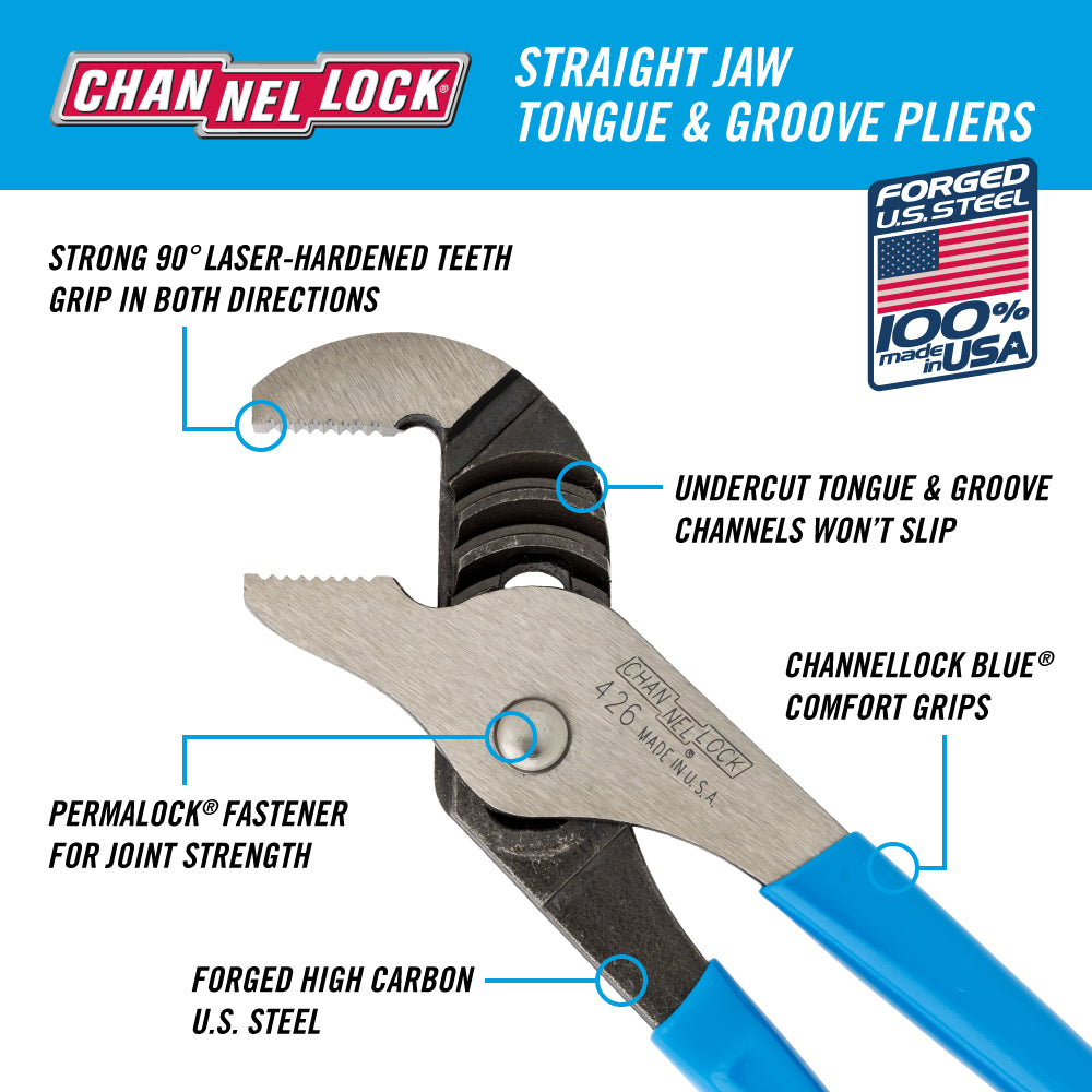 6.5-inch Straight Jaw Tongue & Groove Pliers (426)