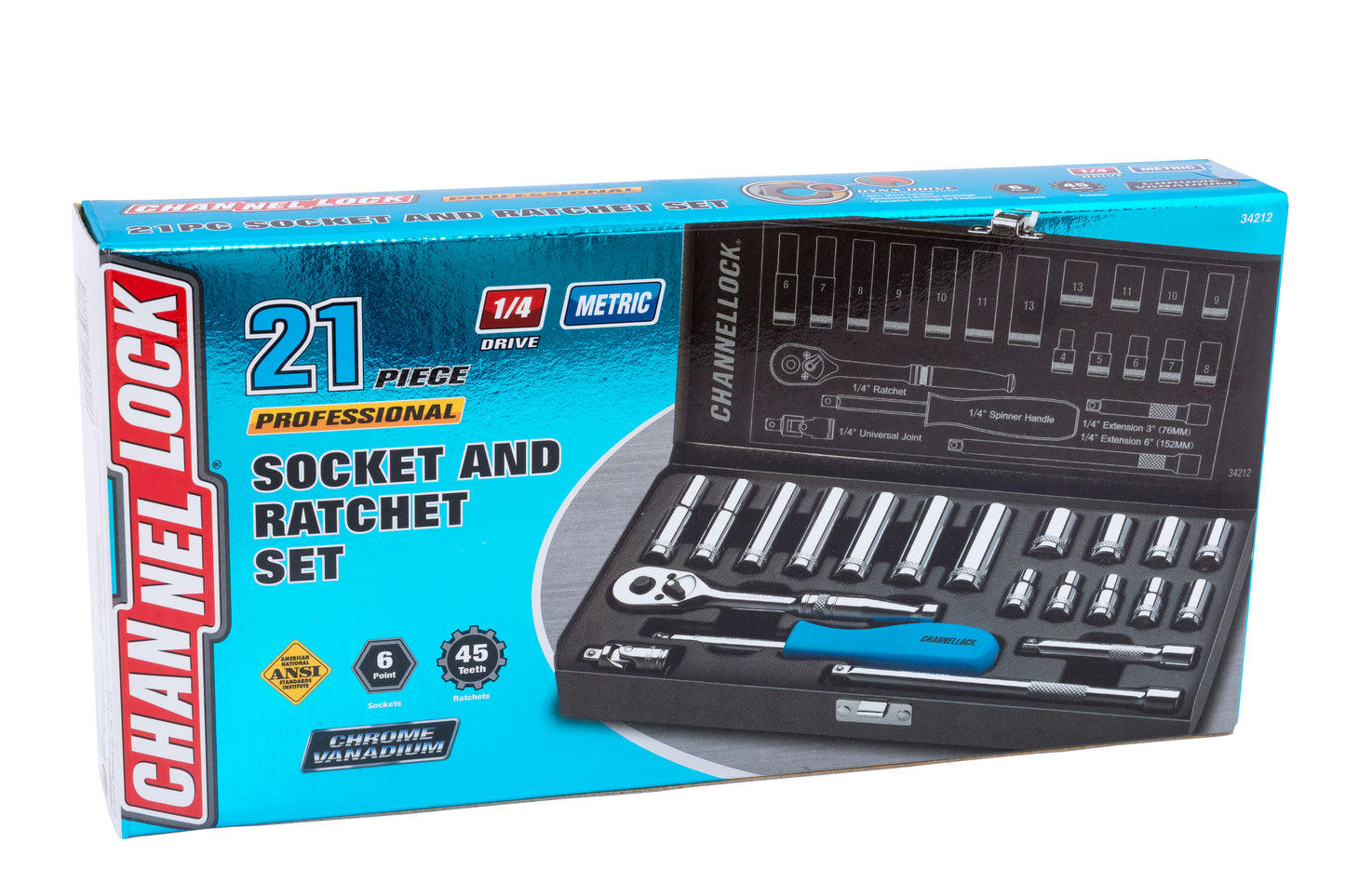 21pc 1/4" Metric Drive Socket Set (34212)