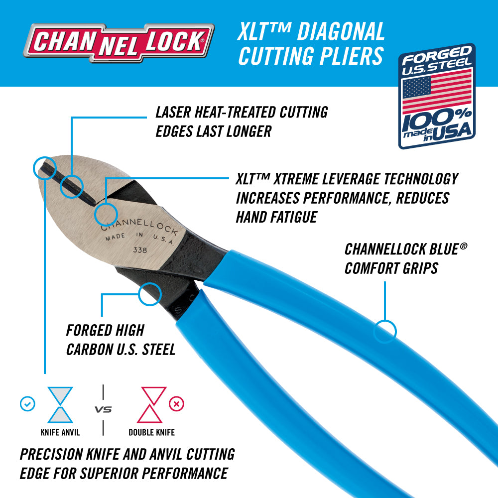 8-inch XLT Diagonal Cutting Pliers (338)