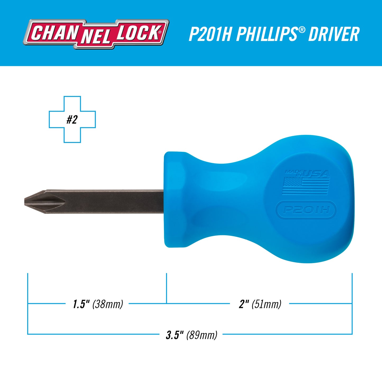 PHILLIPS #2 x 1.5" Stubby Professional Screwdriver (P201H)