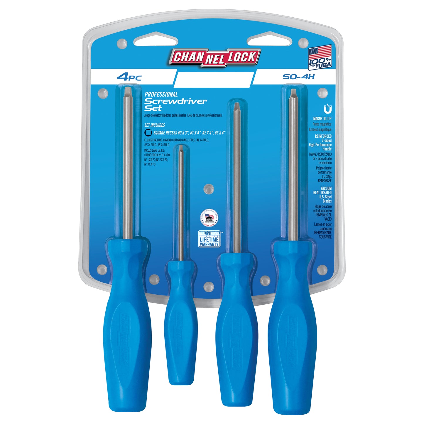 4pc Square-Recess Screwdriver Set (SQ-4H)