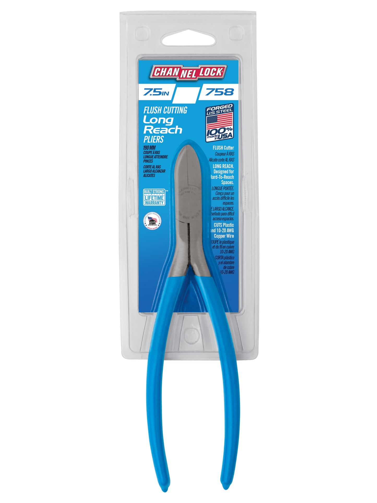 7.5-inch Flush Cutting Long Reach Pliers (758)