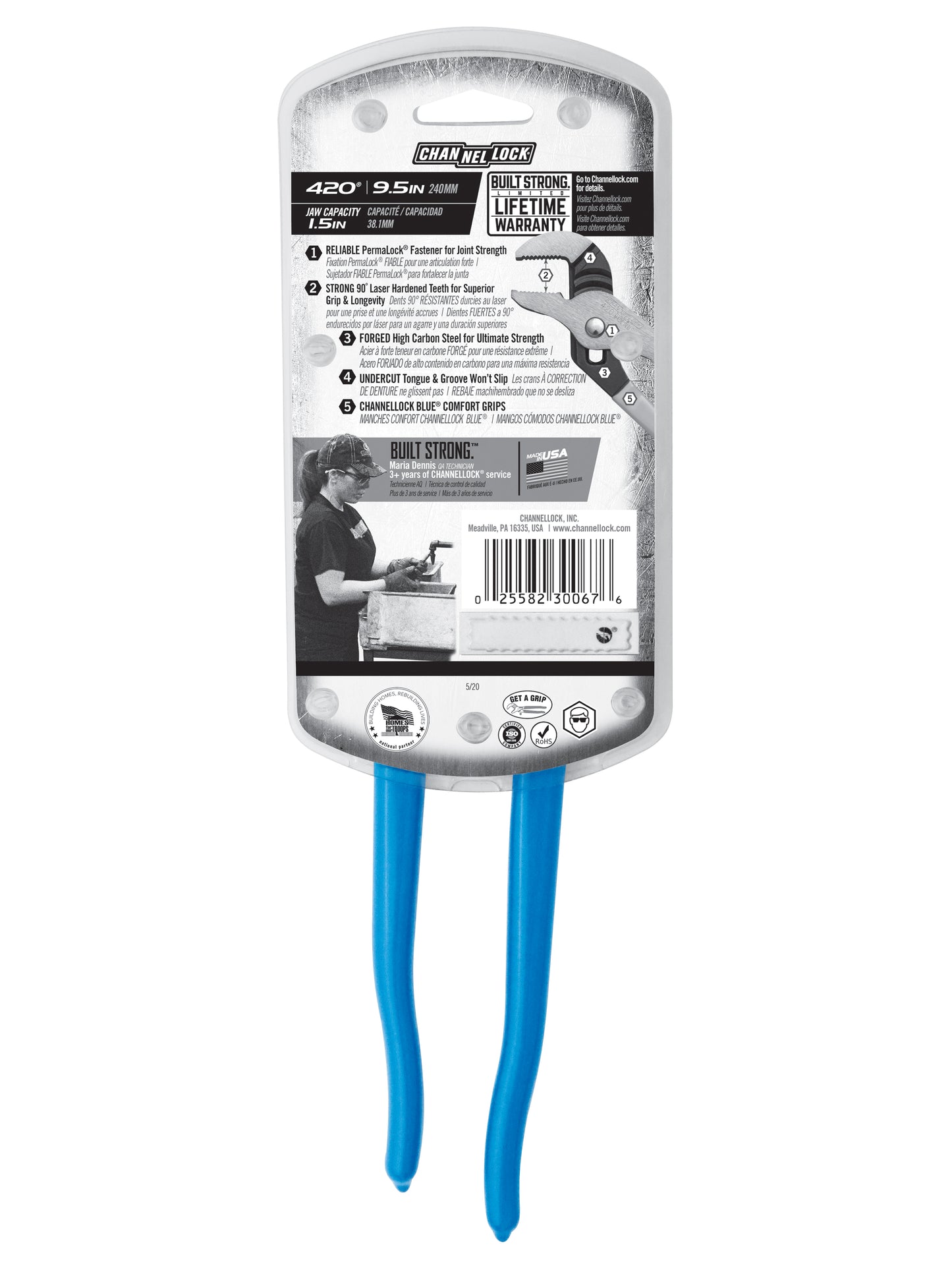 9.5-inch Straight Jaw Tongue & Groove Pliers (420)