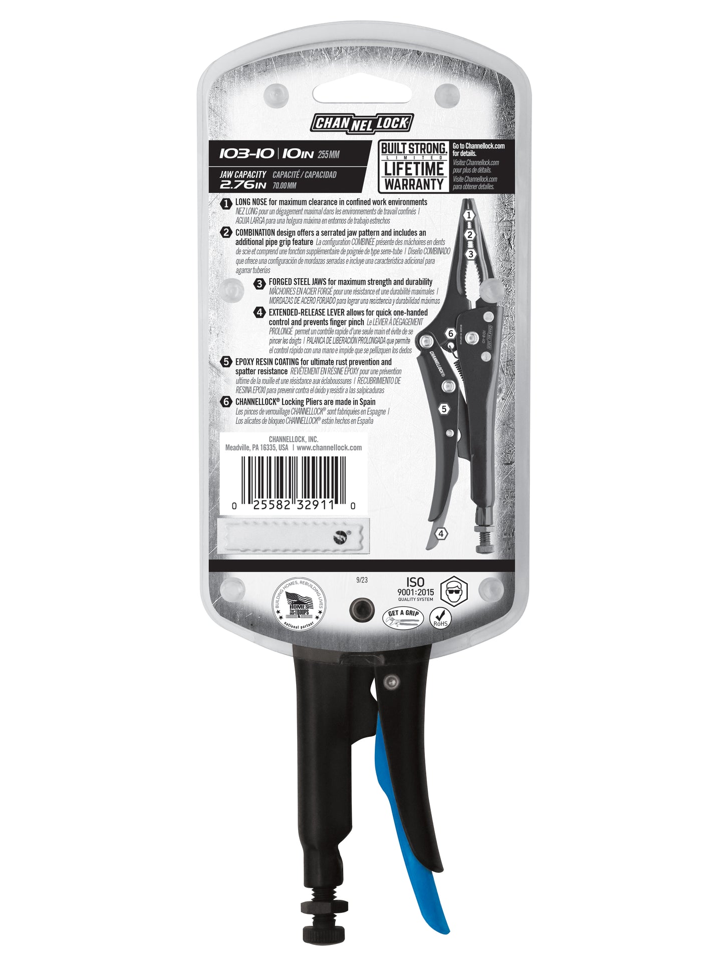 10-inch Combination Long Nose Locking Pliers (103-10)