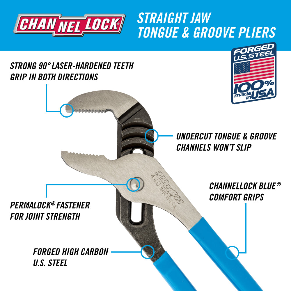 12-inch Straight Jaw Tongue & Groove Pliers (440)
