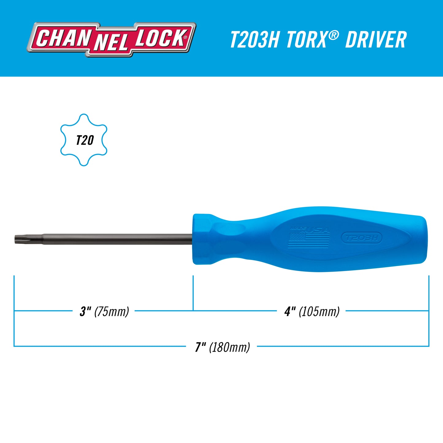 TORX T20 X 3-inch Professional Screwdriver (T203H)