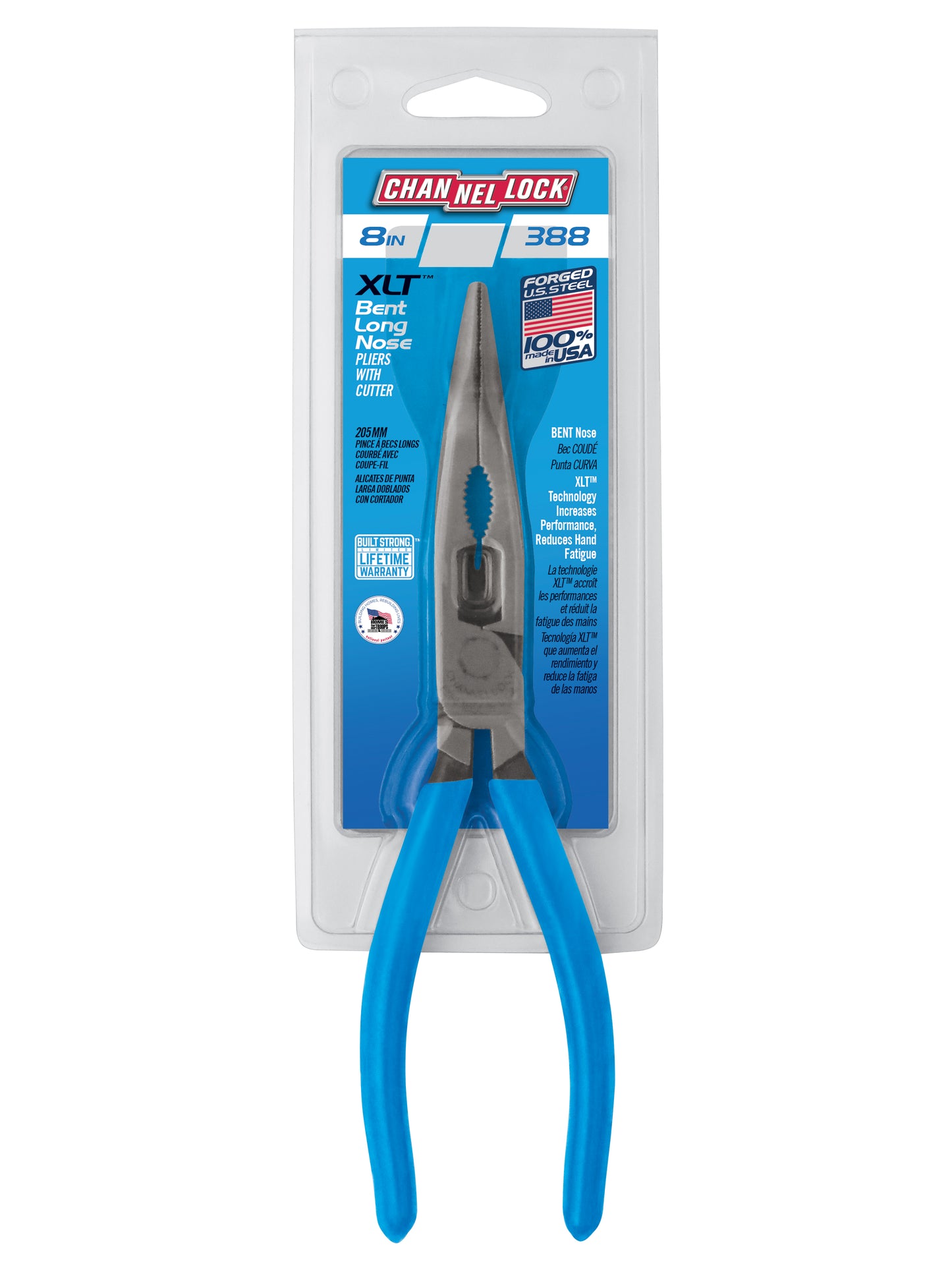 8-inch XLT™ Combination Bent Long Nose Pliers with Cutter (388)