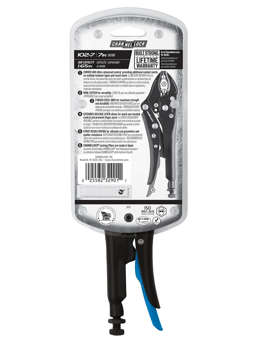 7-inch Curved Jaw Locking Pliers w/ Cutter (102-7)