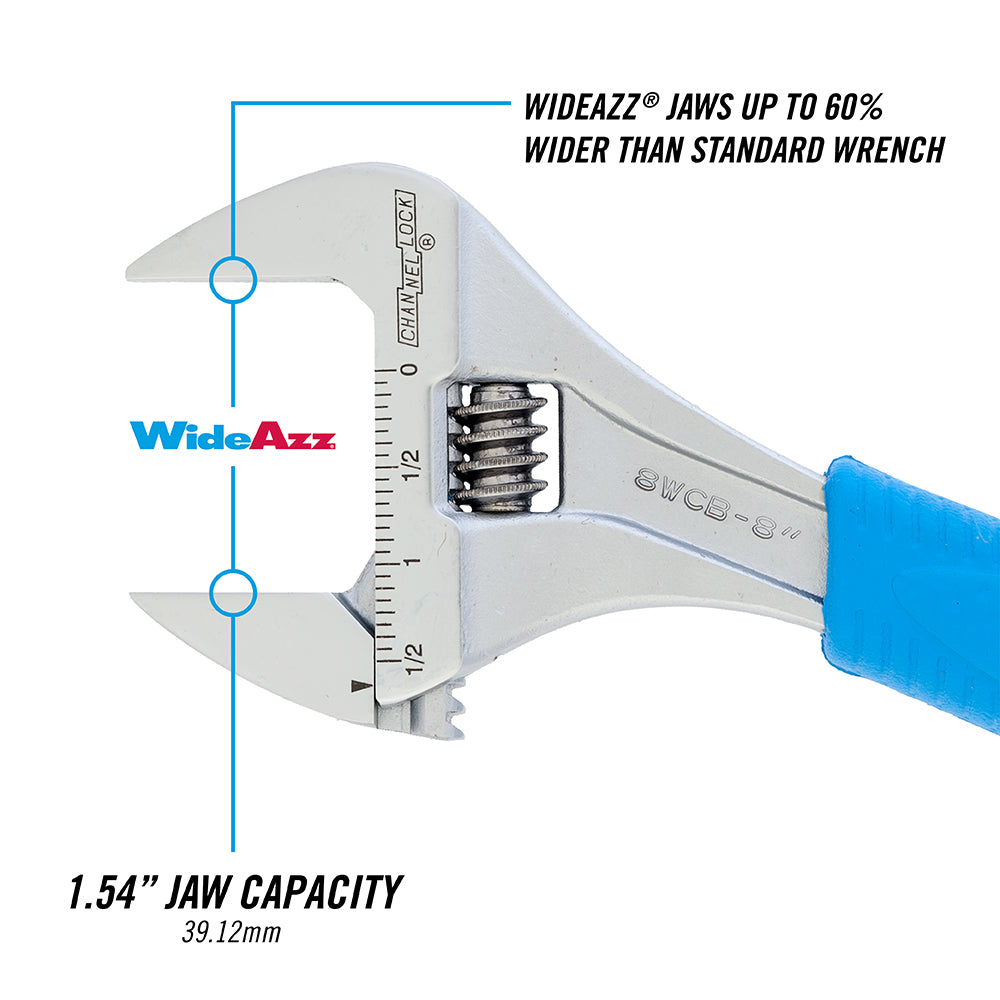 8-inch CODE BLUE® WideAzz® Adjustable Wrench (8WCB)