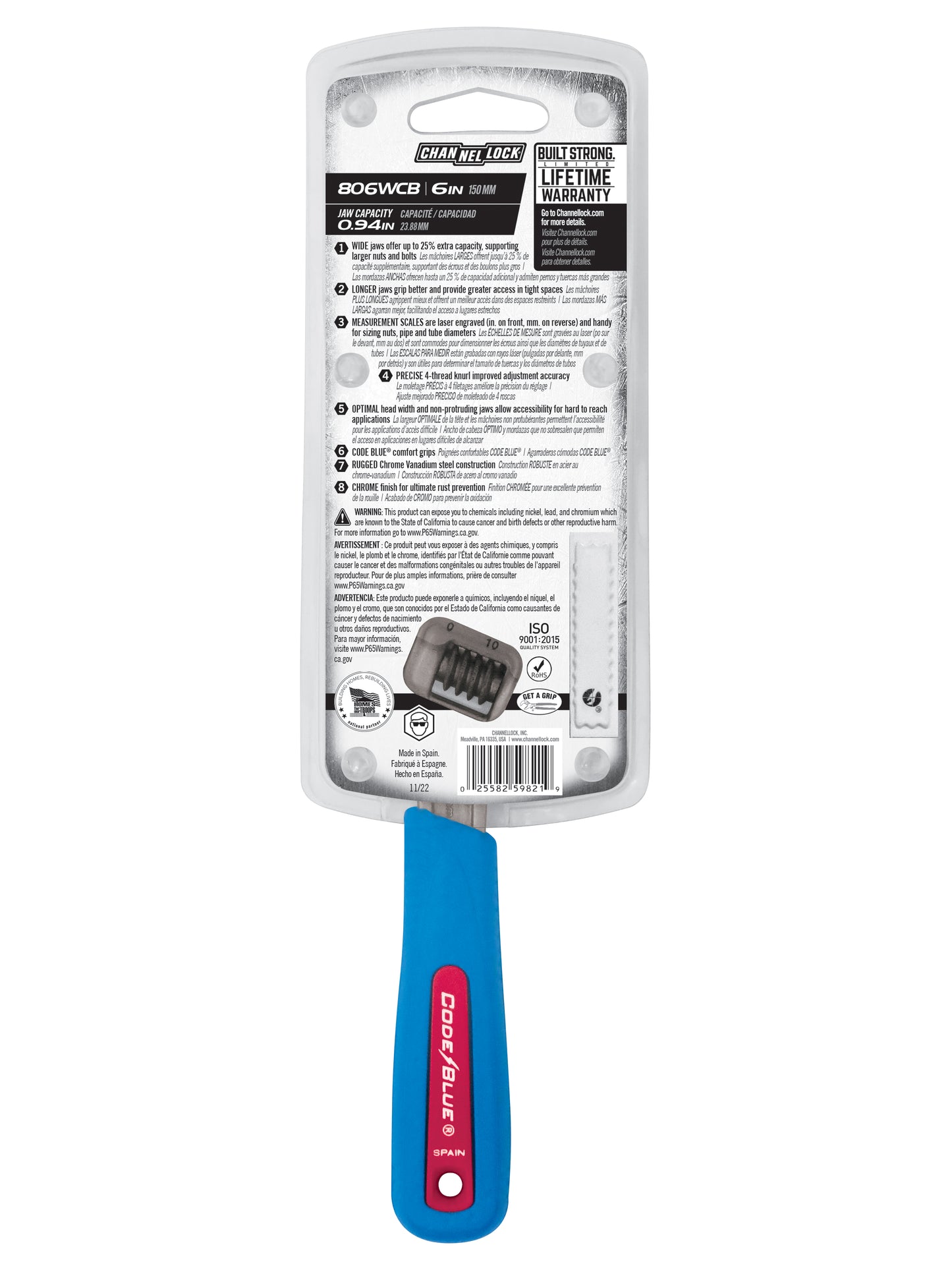 6-inch CODE BLUE® Adjustable Wrench (806WCB)