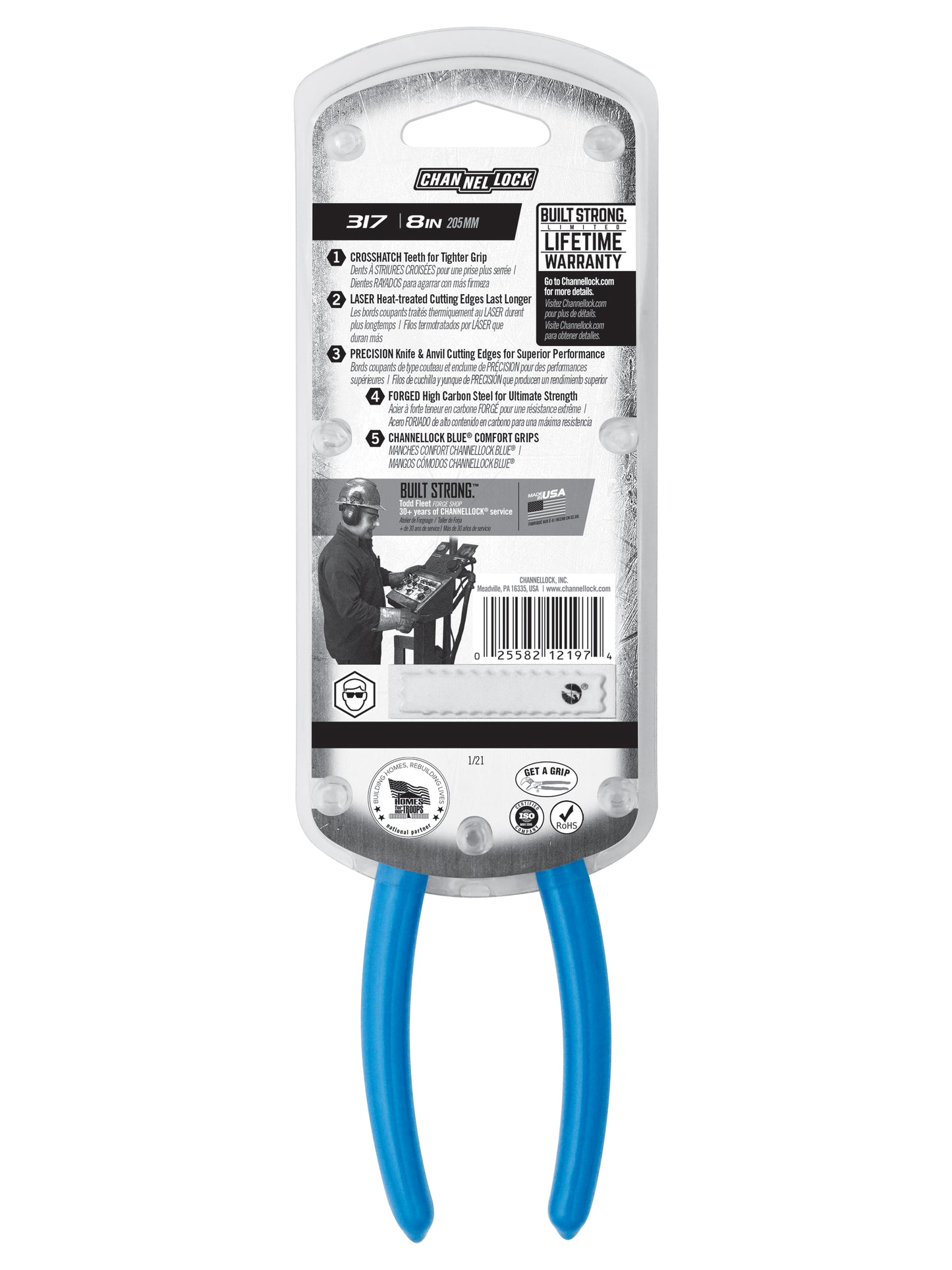 8-inch Long Nose Pliers with Side Cutter (317)