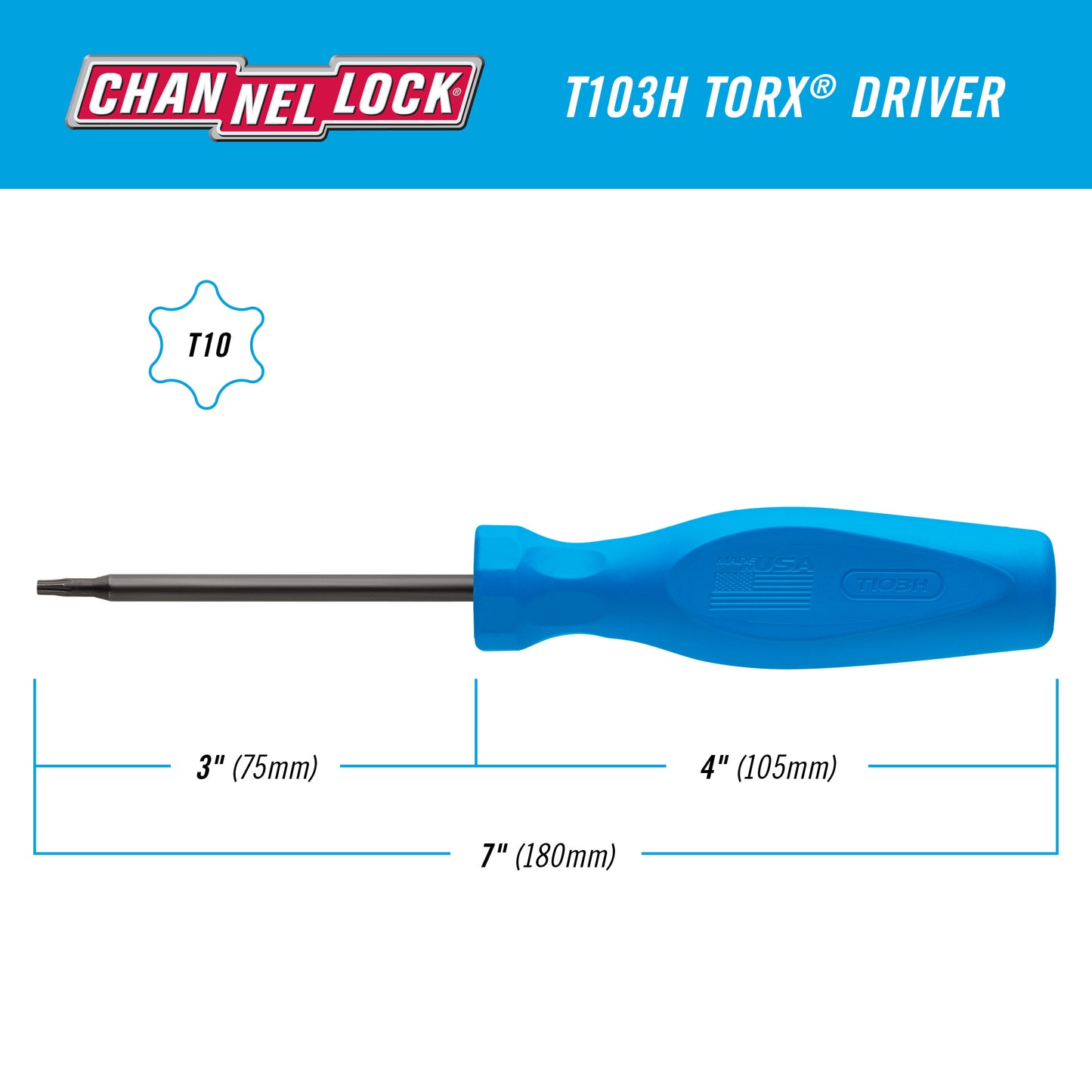 TORX T10 X 3-inch Professional Screwdriver (T103H)