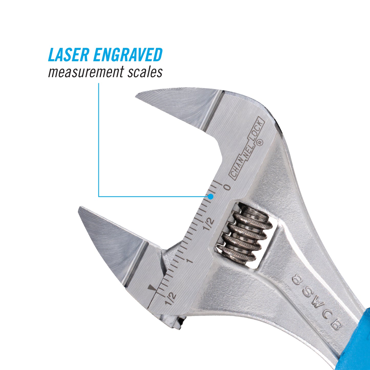 8-inch CODE BLUE® WideAzz® Slim Jaw Adjustable Wrench (8SWCB)