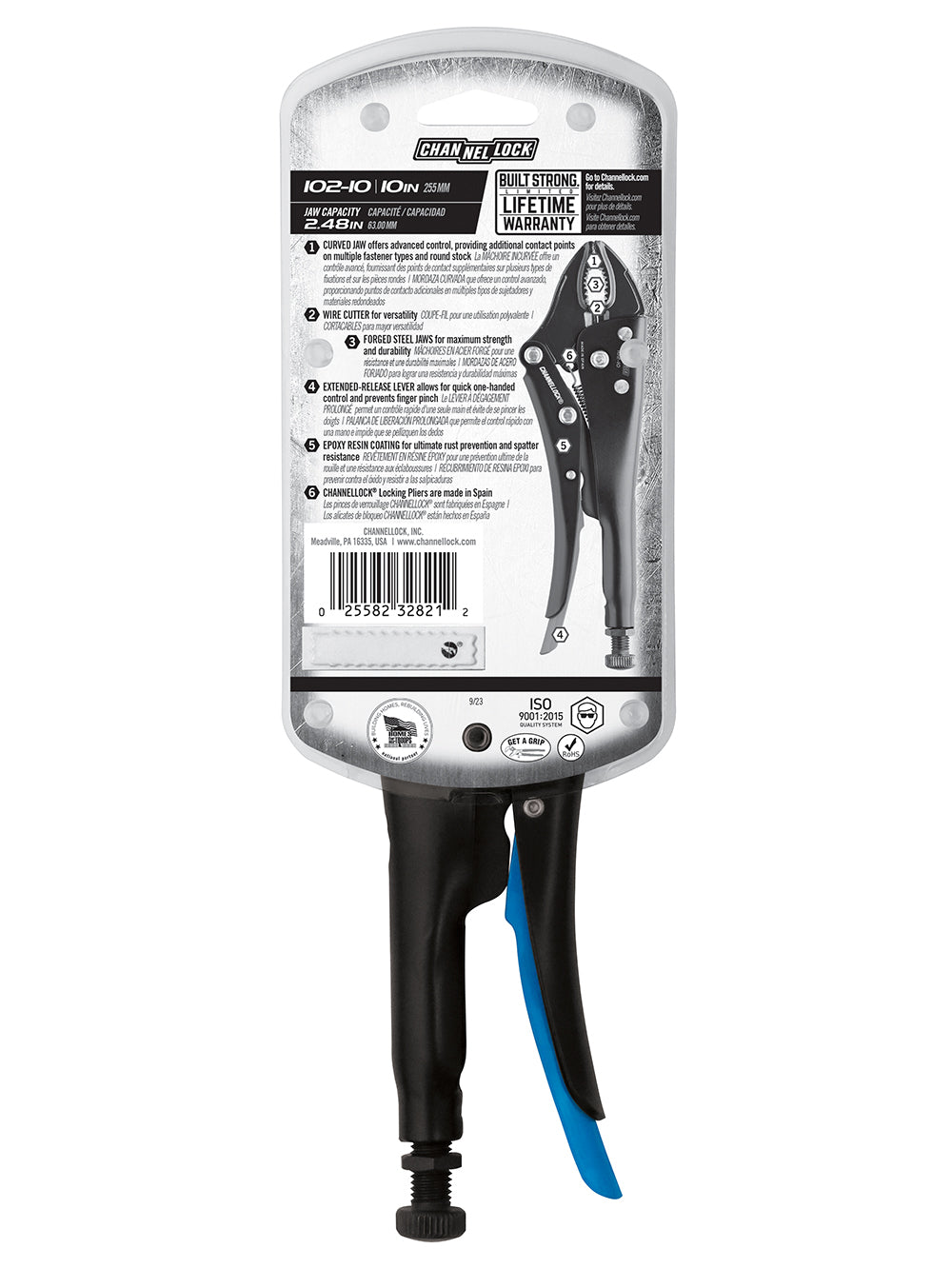 10-inch Curved Jaw Locking Pliers w/ Cutter (102-10)