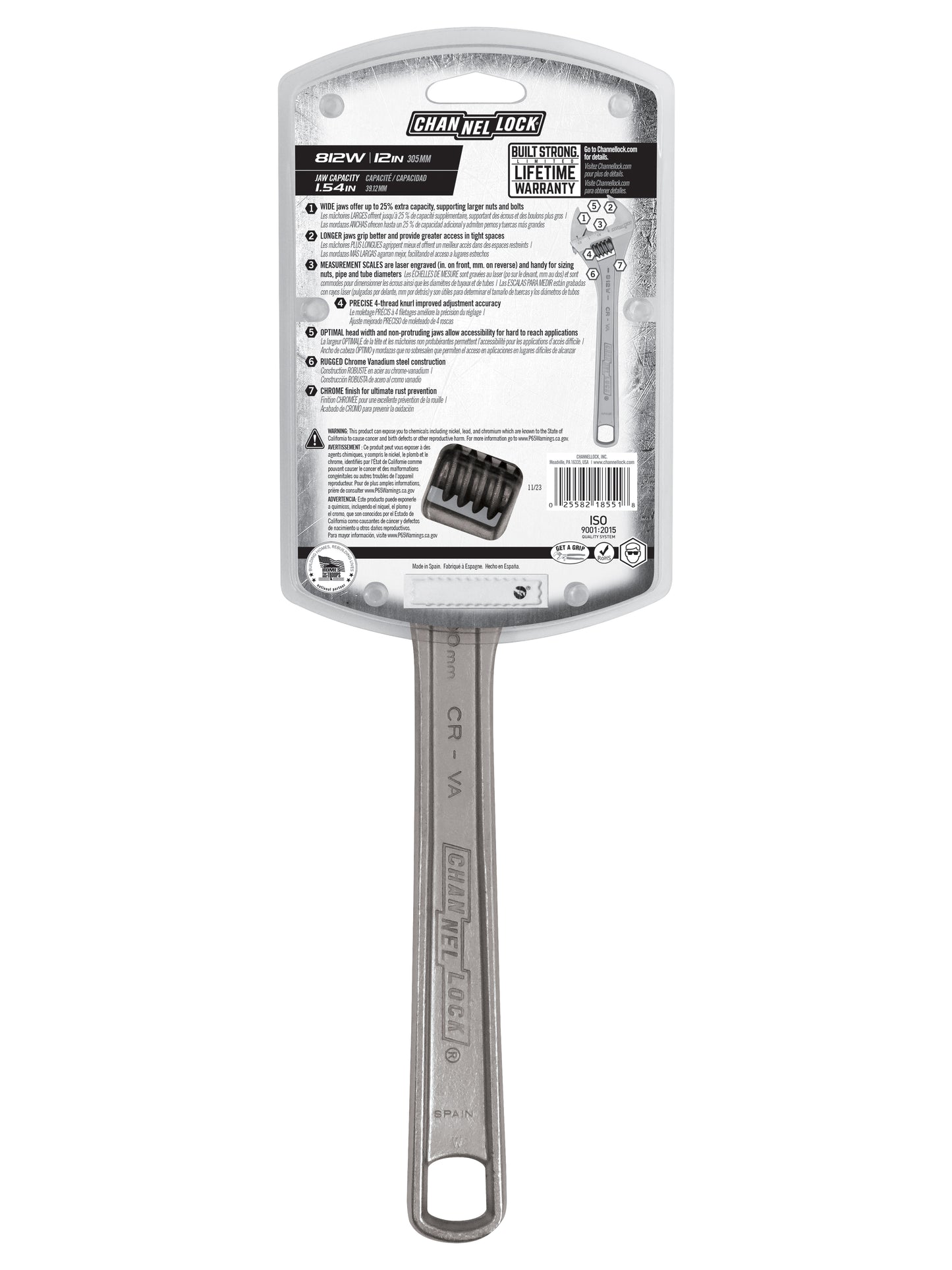 12-inch Adjustable Wrench (812W)