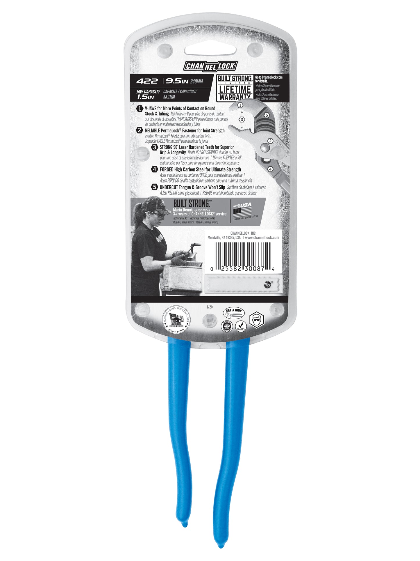 9.5-inch V-Jaw Tongue & Groove Pliers (422)