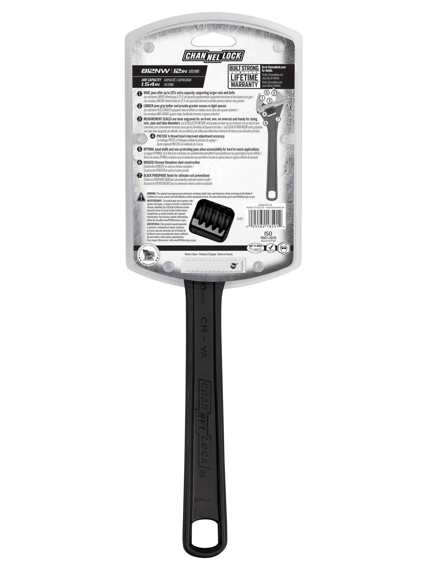 12-inch Adjustable Wrench (812NW)