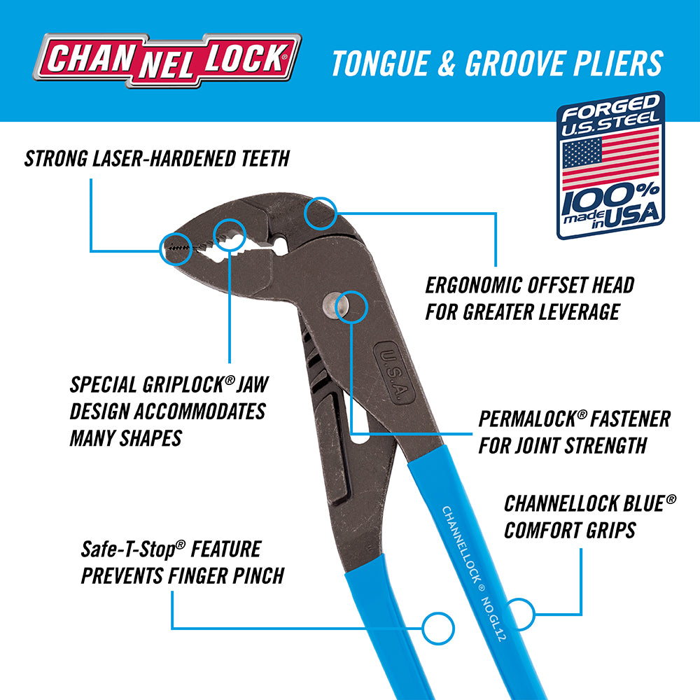 12.5-inch GRIPLOCK Tongue & Groove Pliers (GL12)