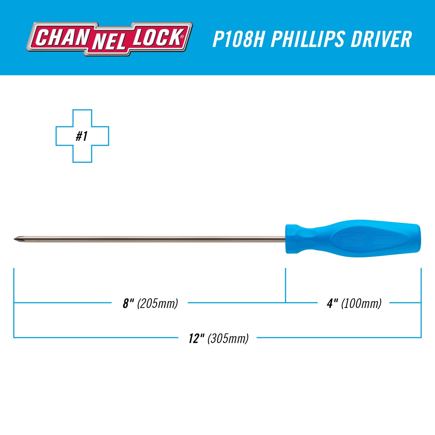 PHILLIPS #1 x 8-inch Professional Screwdriver (P108H)
