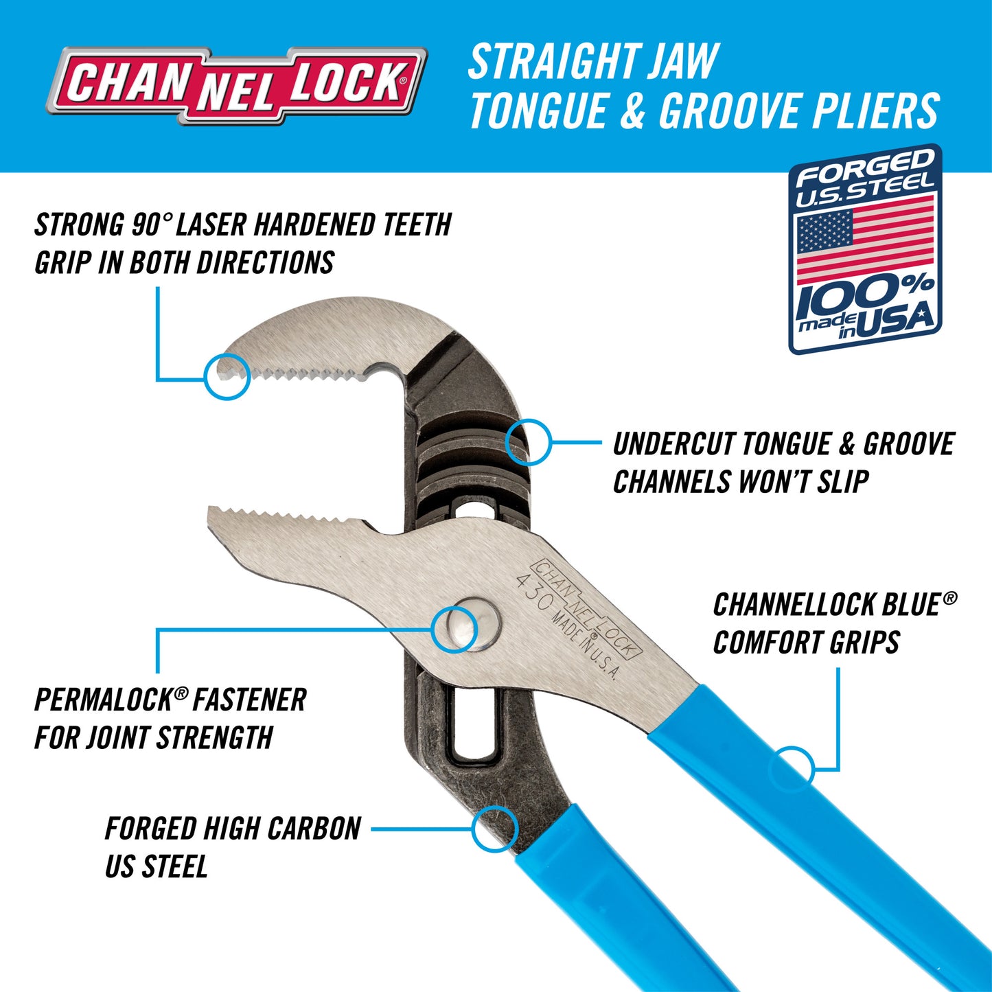 10-inch Straight Jaw Tongue & Groove Pliers (430)