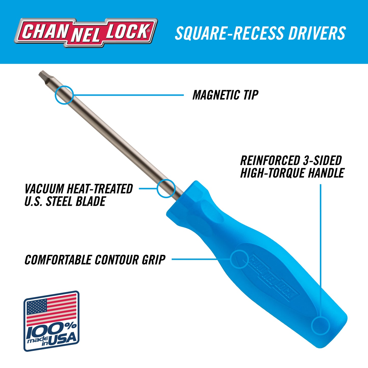Square Recess #2 X 4-inch Professional Screwdriver (R204H)