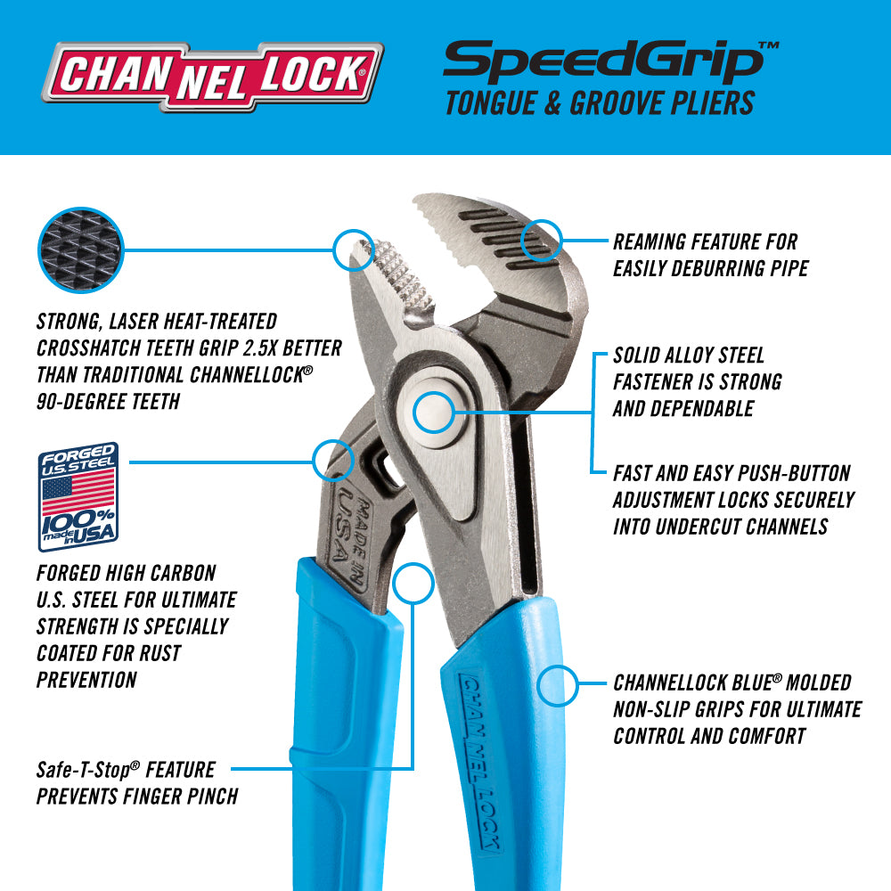 8-inch SPEEDGRIP Straight Jaw Tongue & Groove Pliers (428X)