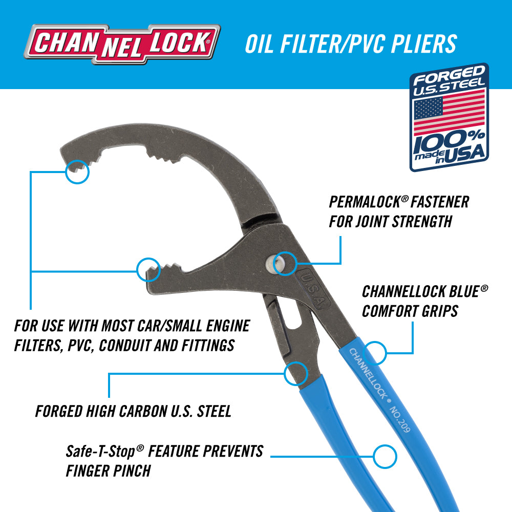 9-inch Oil Filter/PVC Pliers (209)
