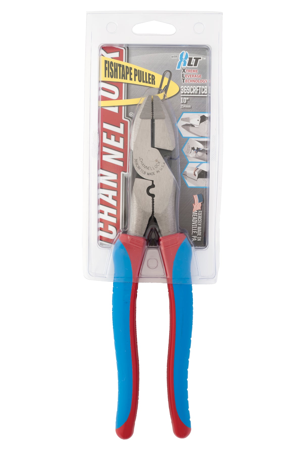 9.5-inch CODE BLUE® XLT™ Round Nose Linemen's Pliers with Fishtape Puller (369CRFTCB)