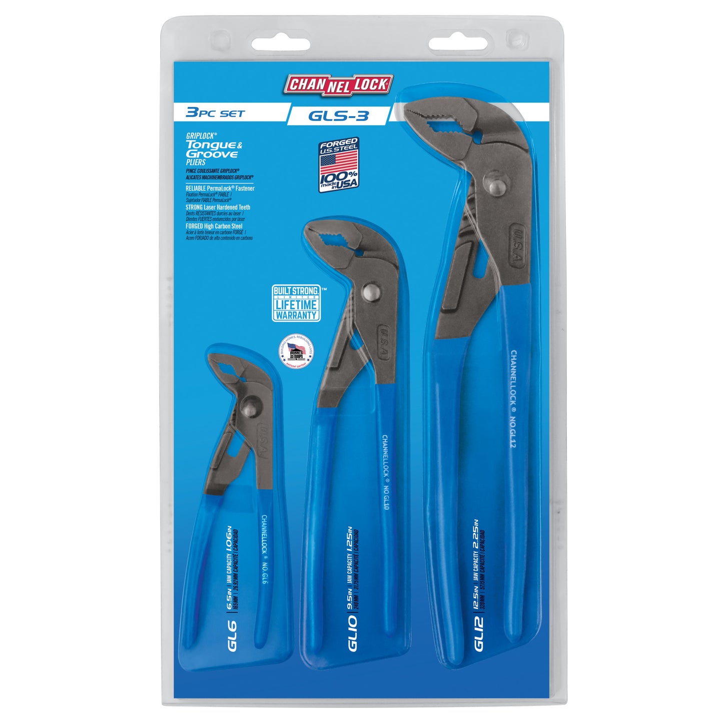 3pc GRIPLOCK Tongue & Groove Pliers Set (GLS-3)