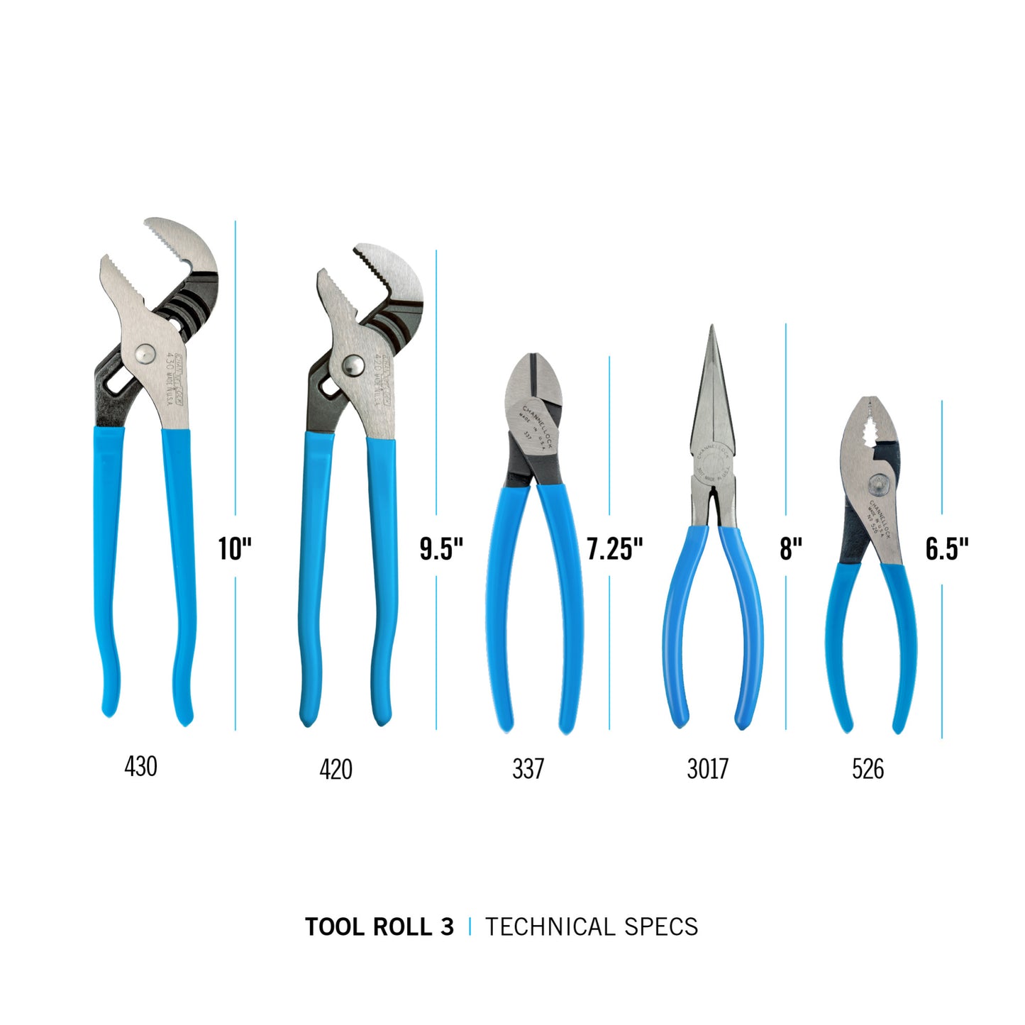 5pc Professional Pliers Set with Tool Roll (TOOL ROLL-3)
