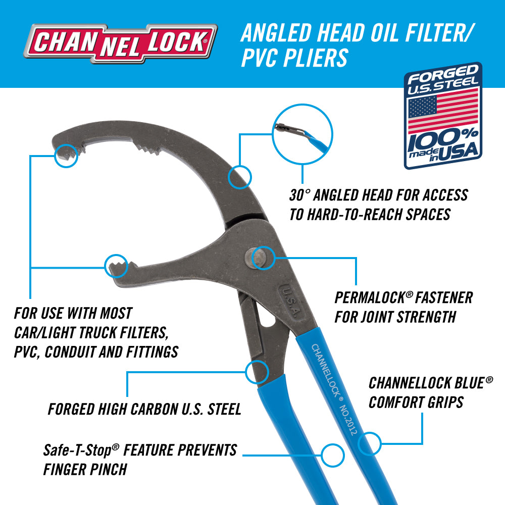 12-inch Oil Filter/PVC Angled Head Pliers (2012)