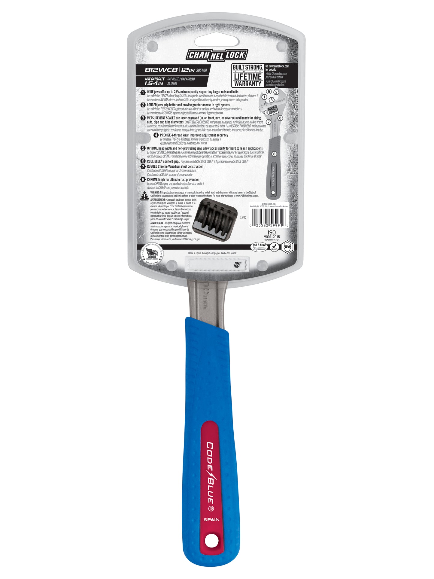 12-inch CODE BLUE® Adjustable Wrench (812WCB)