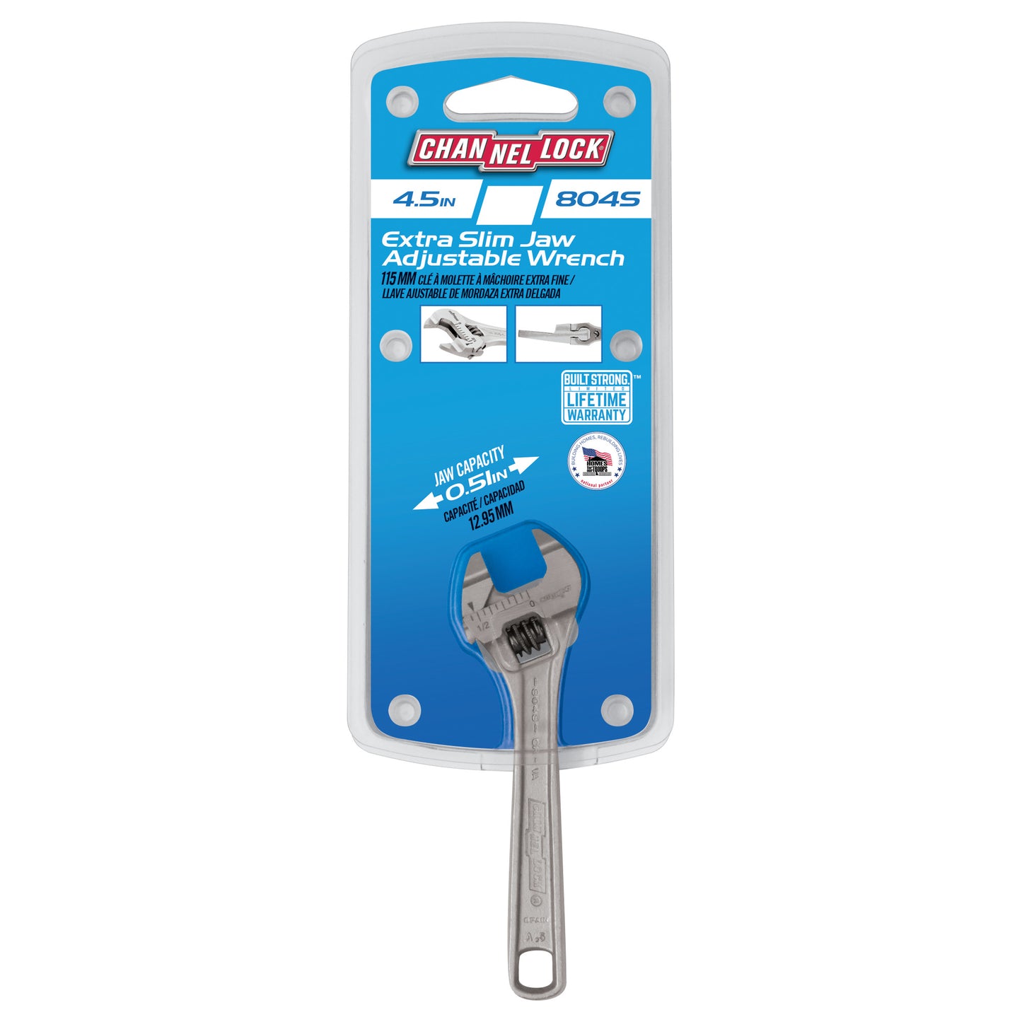 4-inch Extra Slim Jaw Adjustable Wrench (804S)