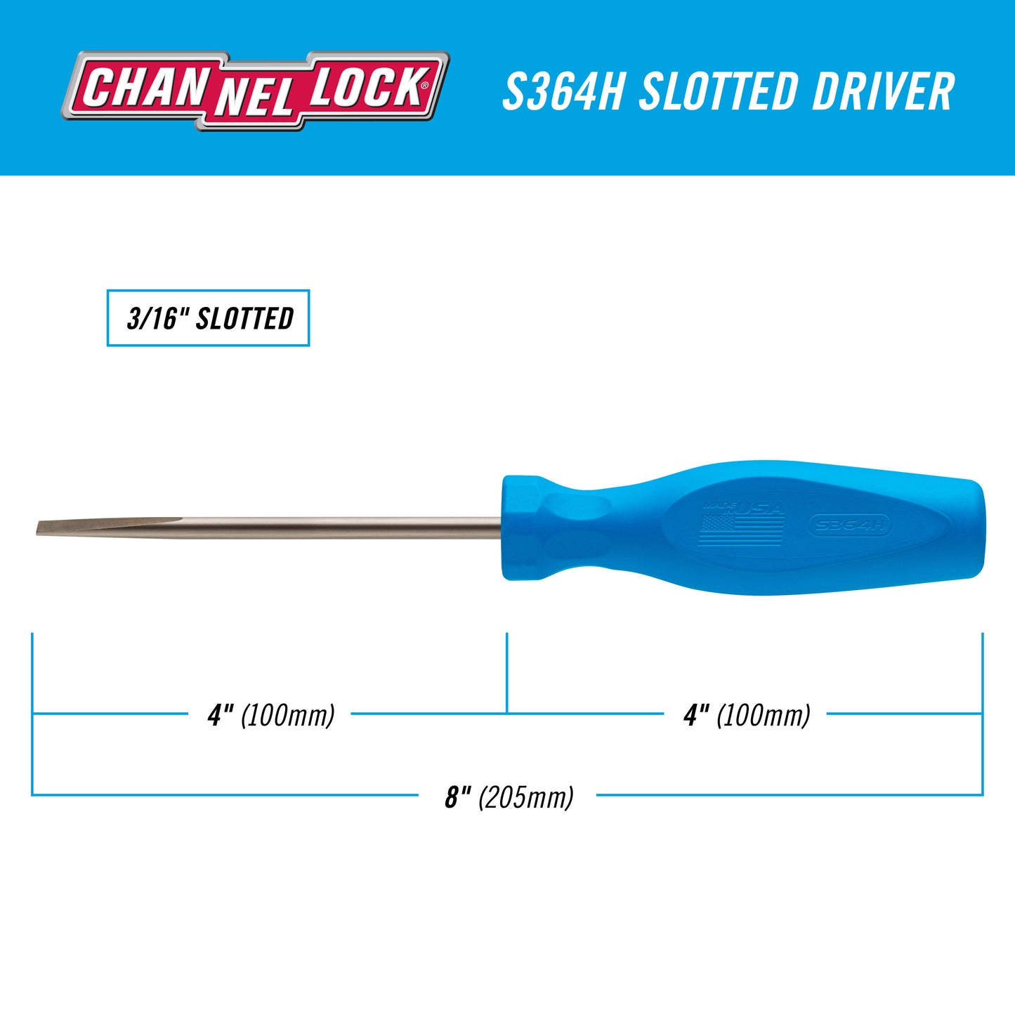 S364H Slotted 3/16 x 4-inch Professional Screwdriver