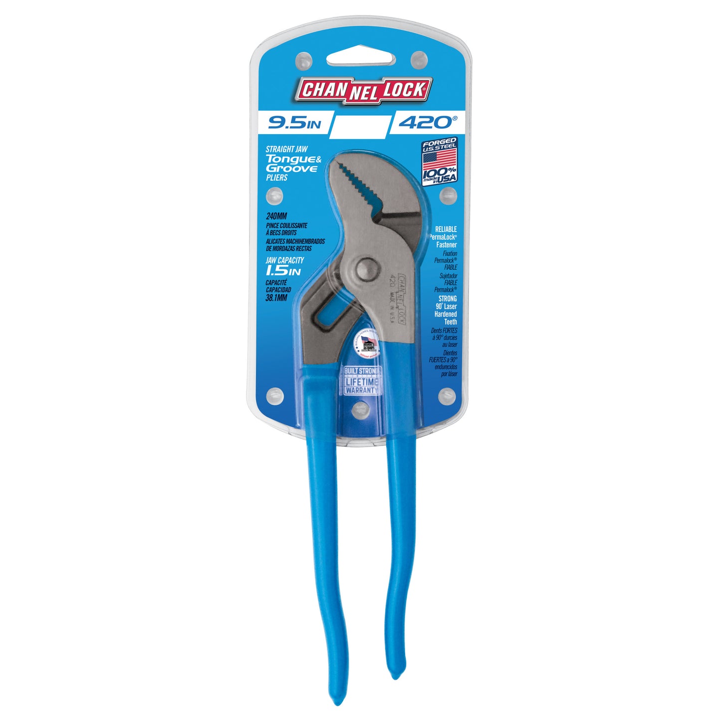 9.5-inch Straight Jaw Tongue & Groove Pliers (420)