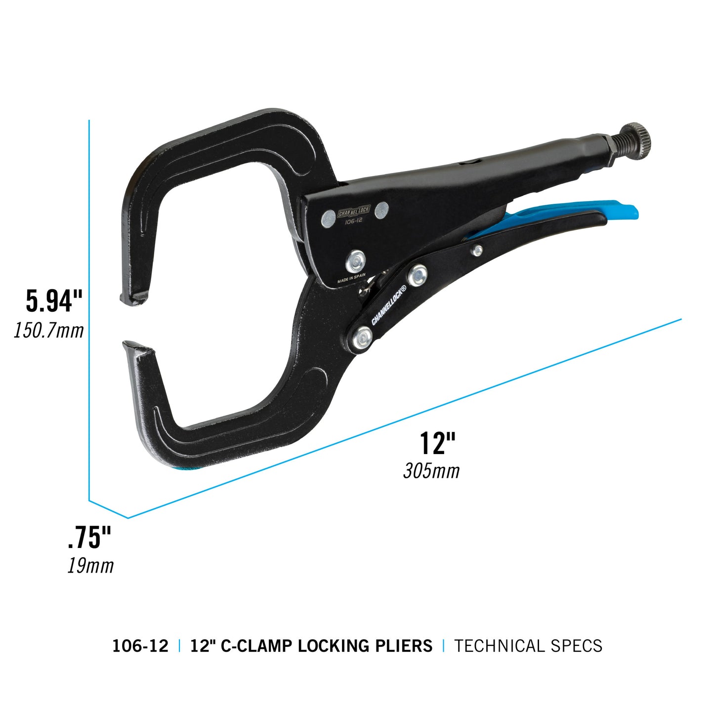 12-inch C-Clamp Locking Pliers (106-12)