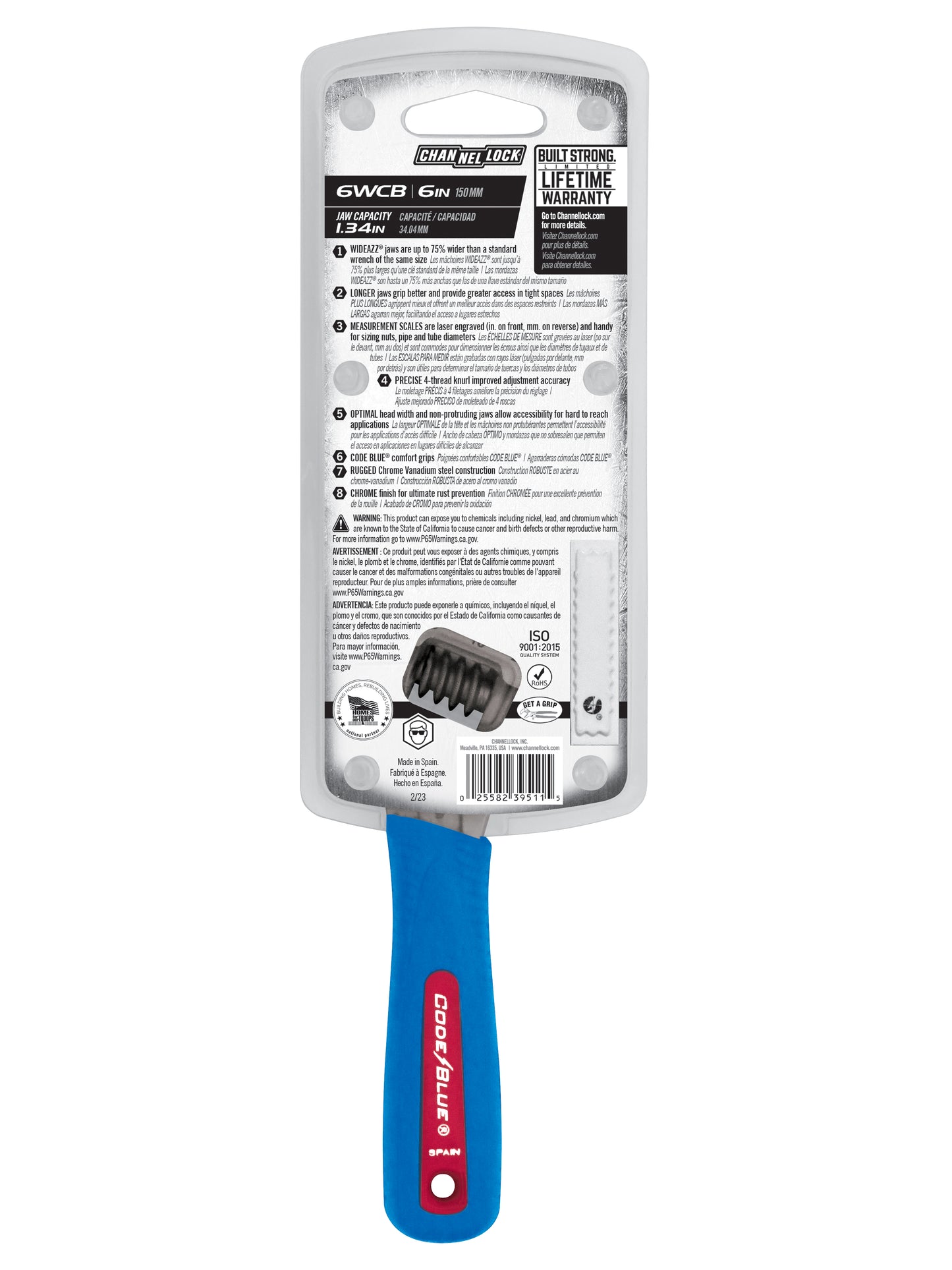 6-inch CODE BLUE® WideAzz® Adjustable Wrench (6WCB)