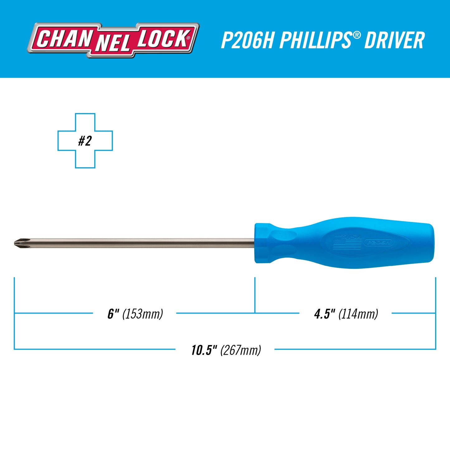 PHILLIPS #2 x 6-inch Professional Screwdriver (P206H)