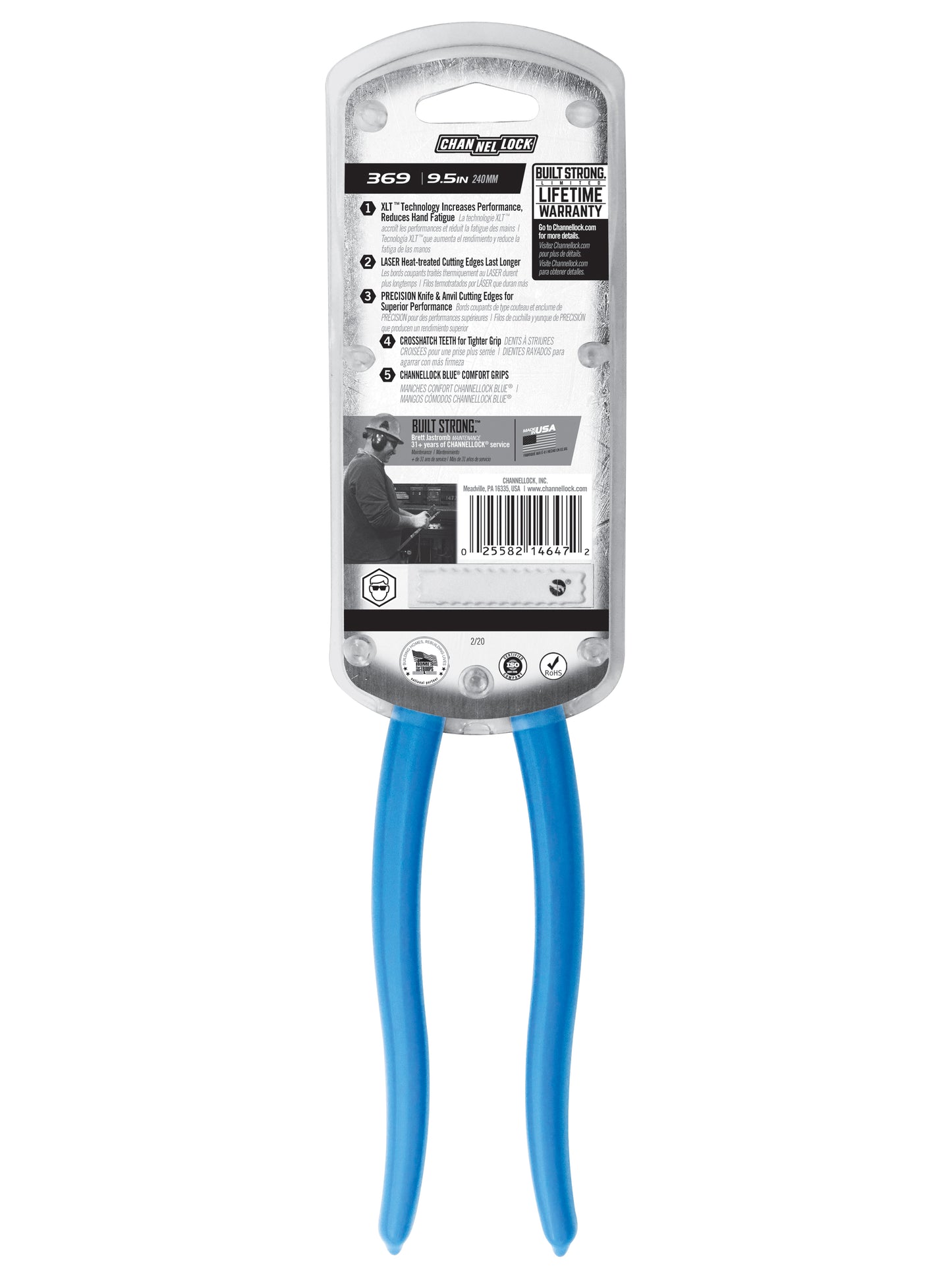 9.5-inch XLT Round Nose Linemen's Pliers (369)