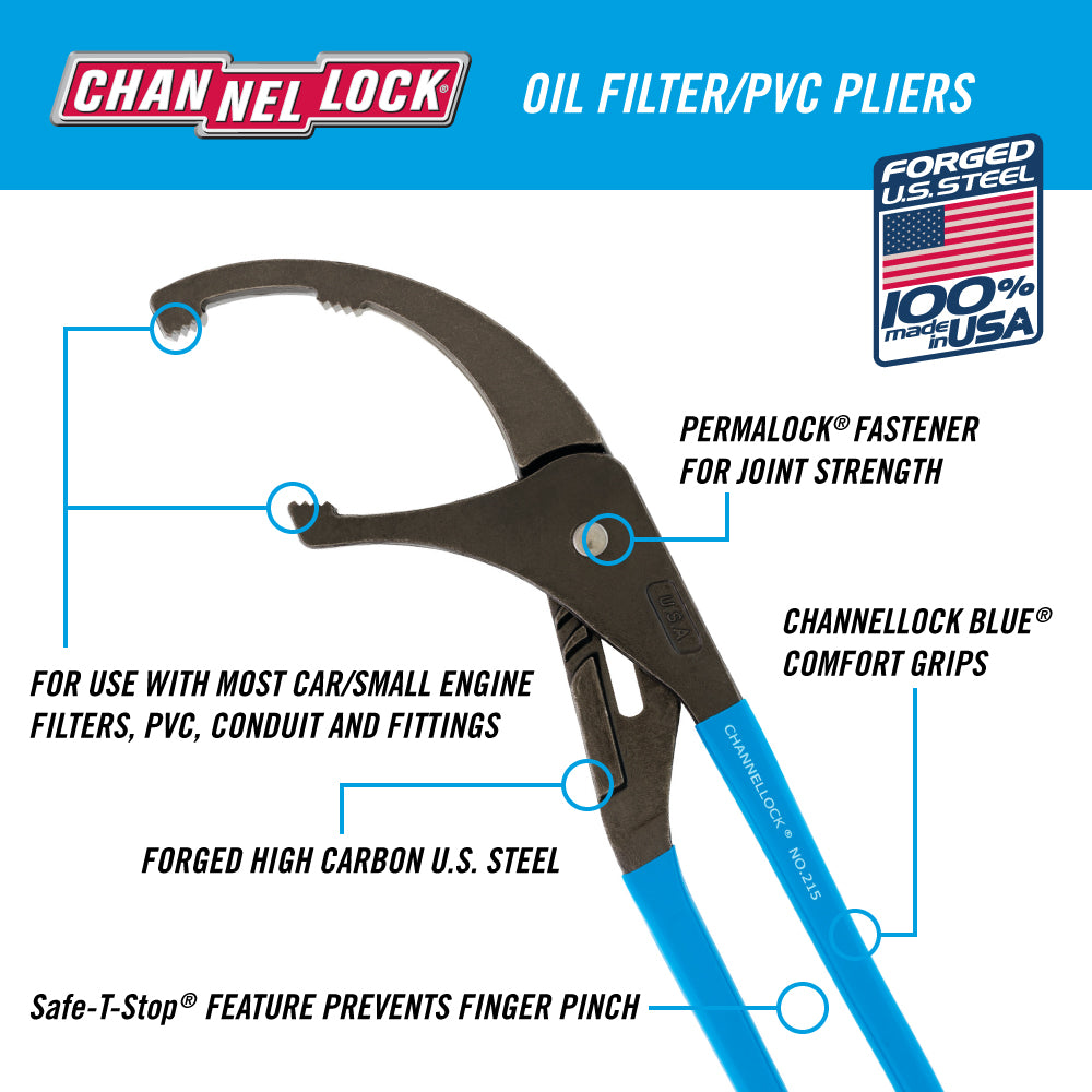 15.5-inch Oil Filter/PVC Pliers (215)