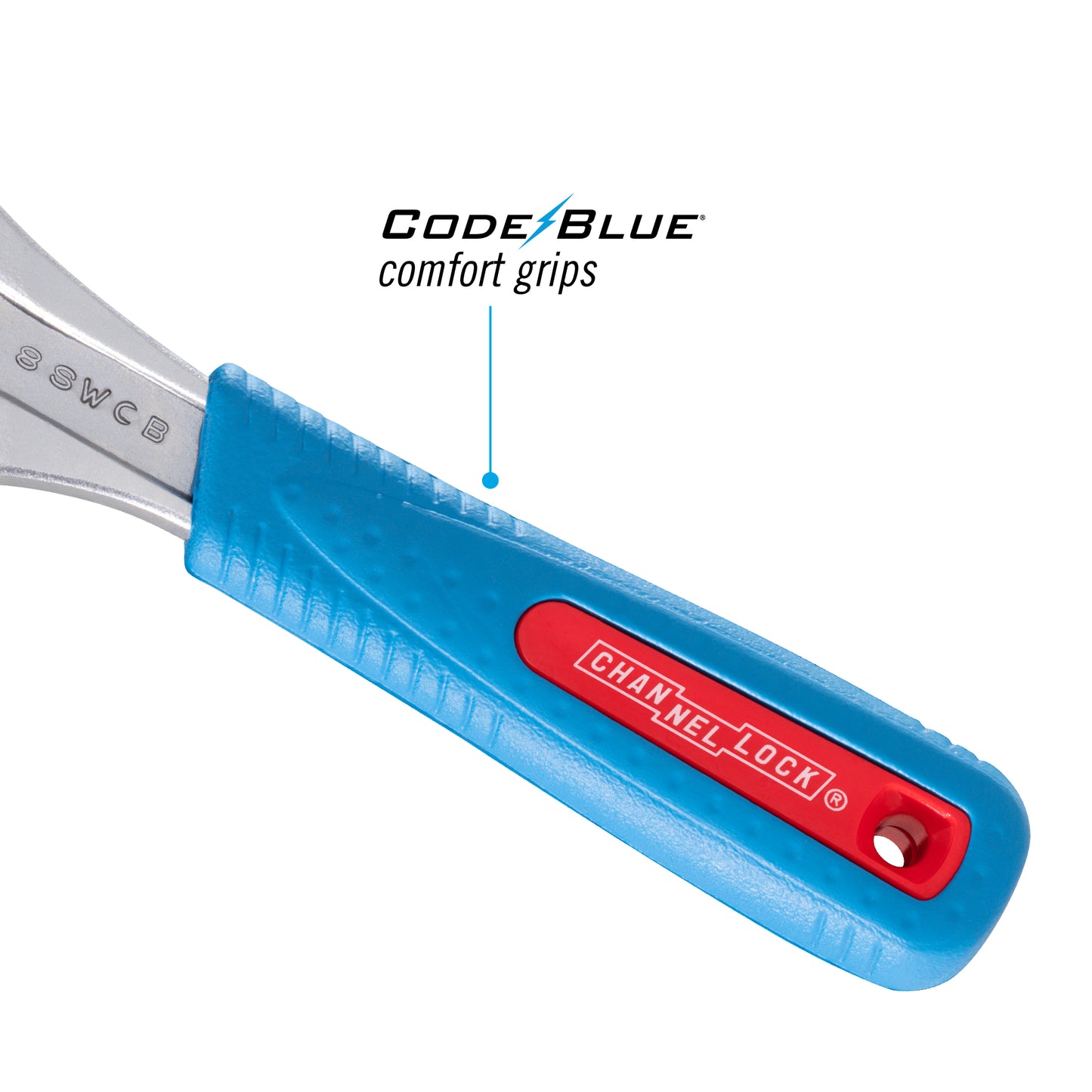 8-inch CODE BLUE® WideAzz® Slim Jaw Adjustable Wrench (8SWCB)