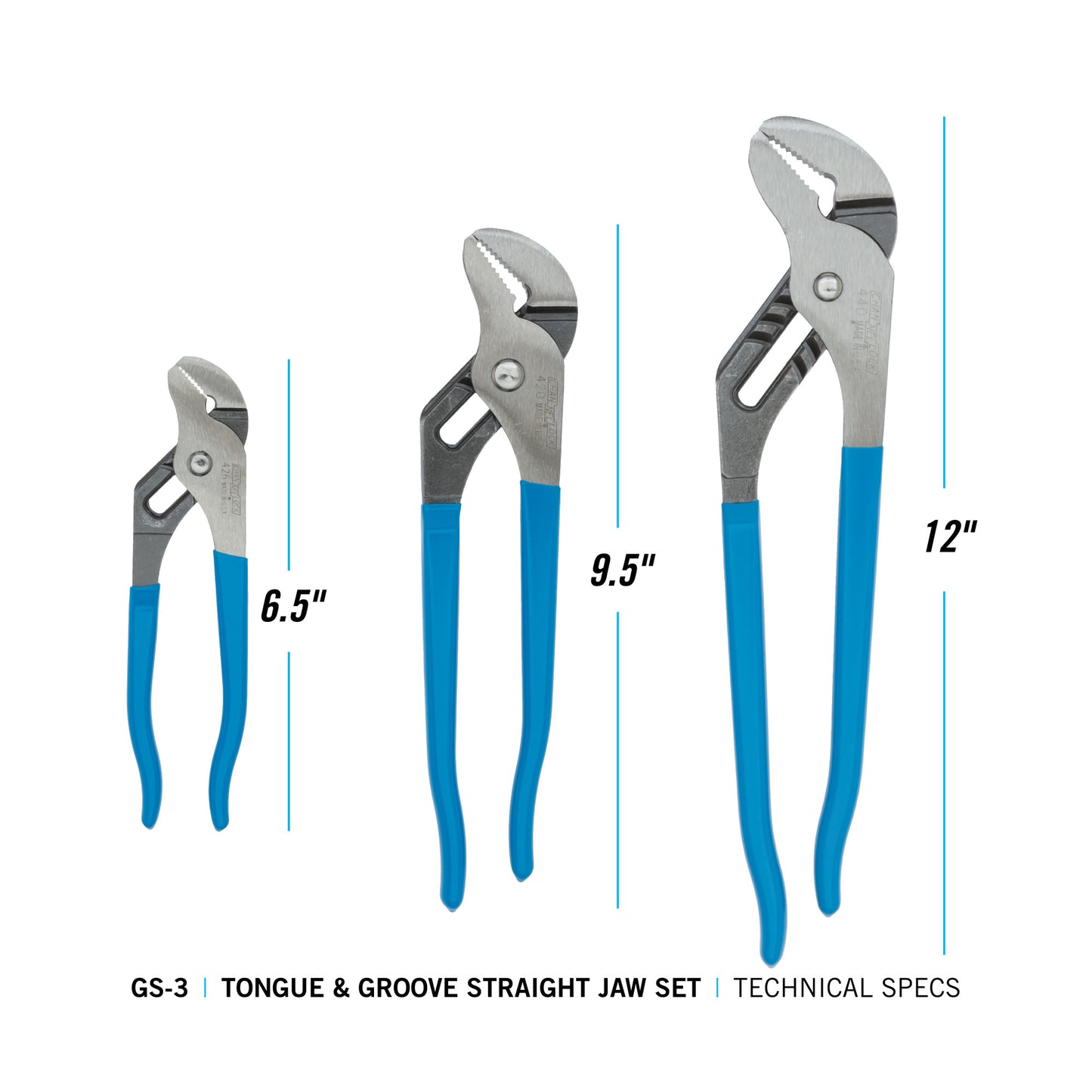 3pc Tongue & Groove Pliers Set (GS-3)