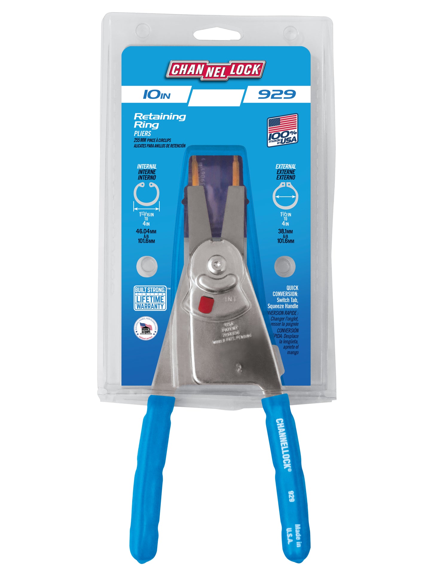 10-inch Convertible Retaining Ring Pliers (929)