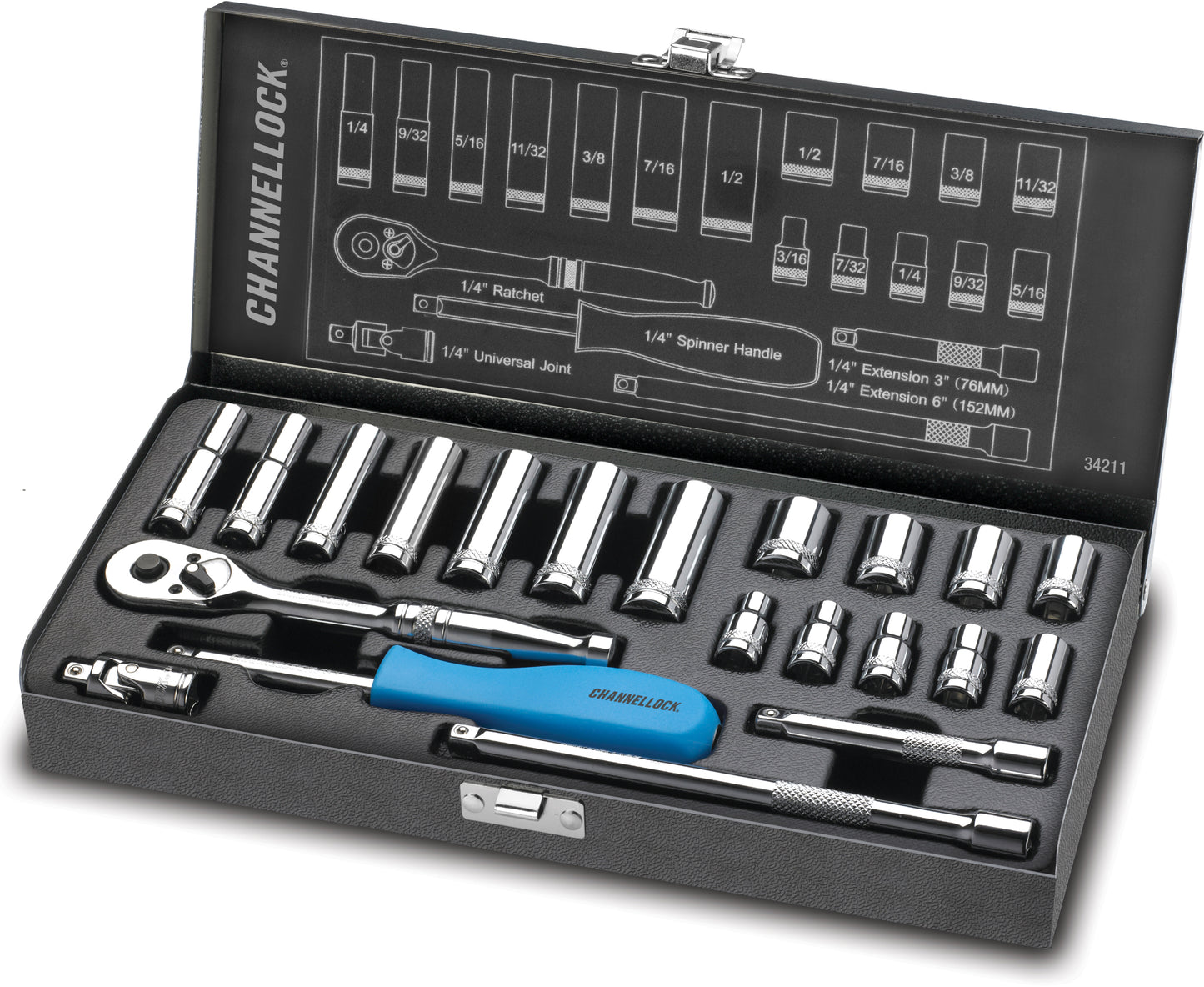21pc 1/4" SAE Drive Socket Set (34211)
