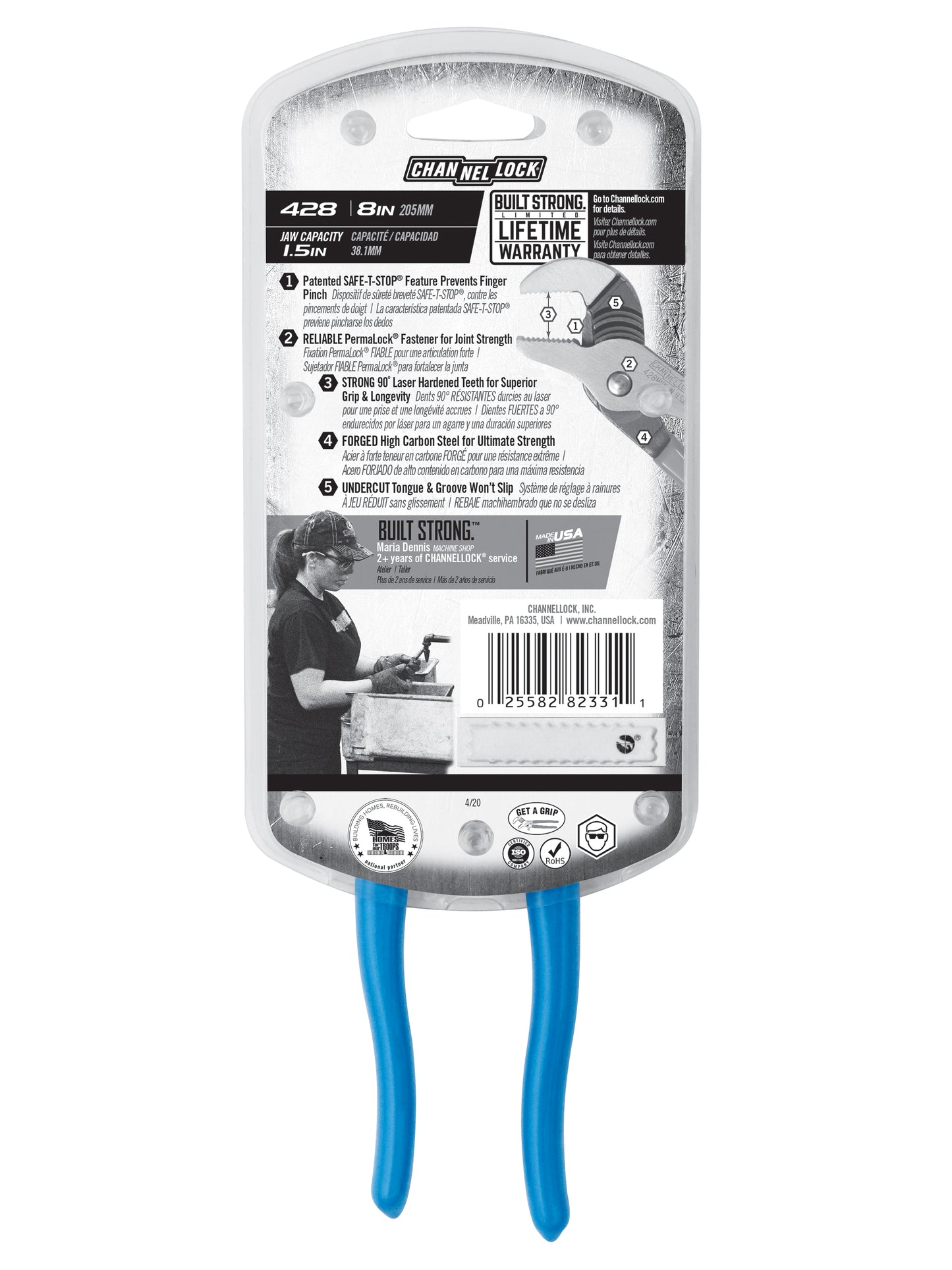 8-inch Straight Jaw Tongue & Groove Pliers (428)