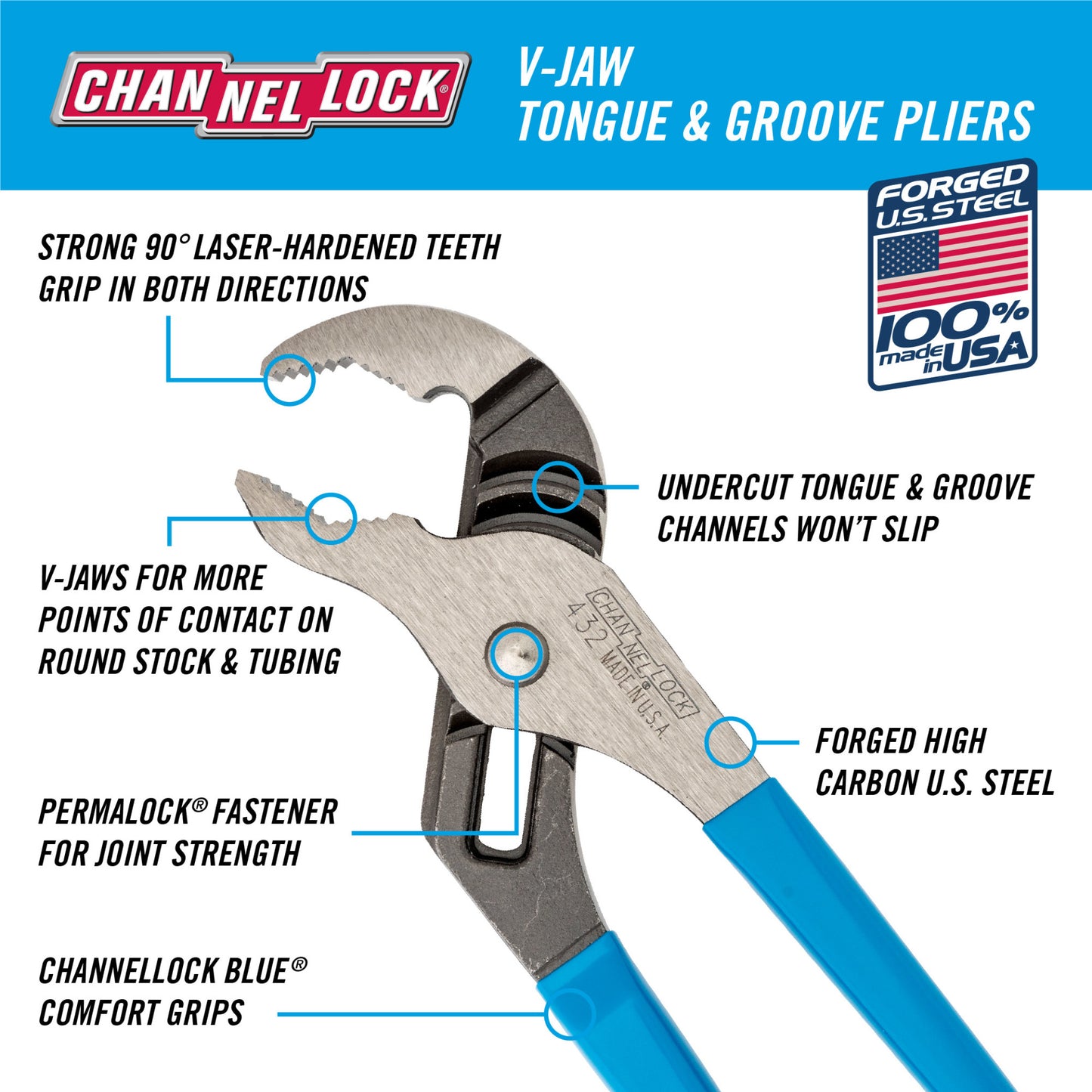 10-inch V-Jaw Tongue & Groove Pliers (432)