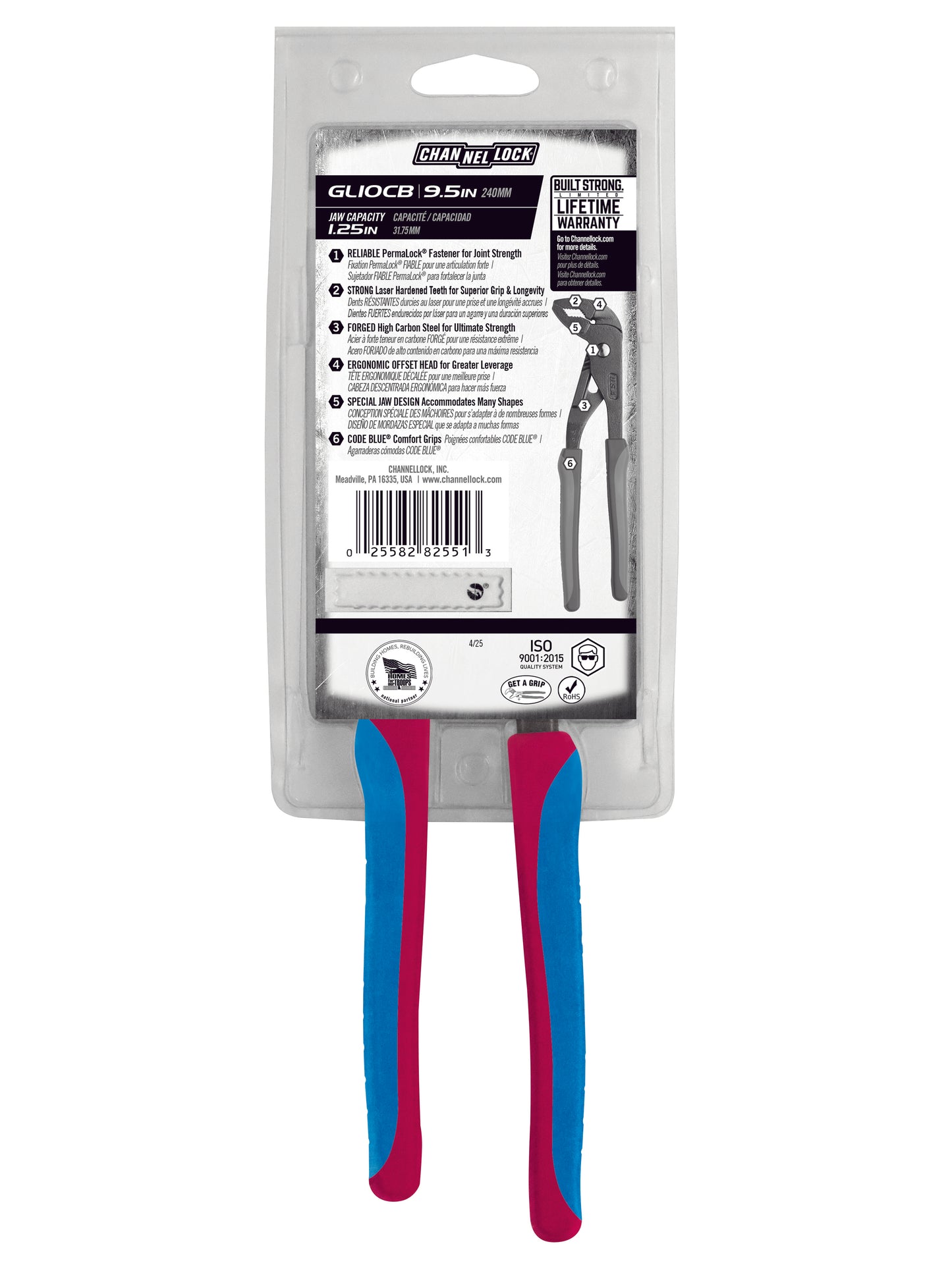 9.5-inch CODE BLUE® GRIPLOCK® Tongue & Groove Pliers (GL10CB)