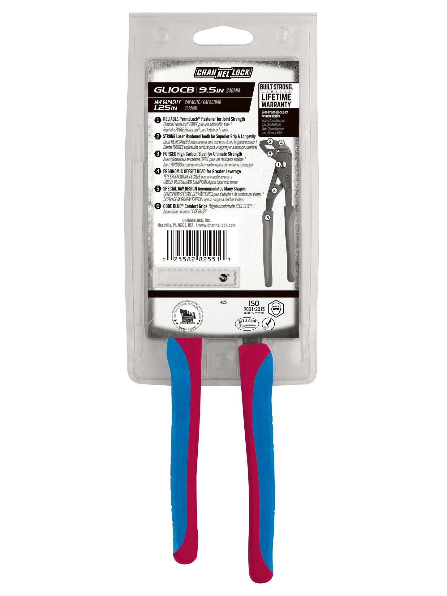 9.5-inch CODE BLUE® GRIPLOCK® Tongue & Groove Pliers (GL10CB)