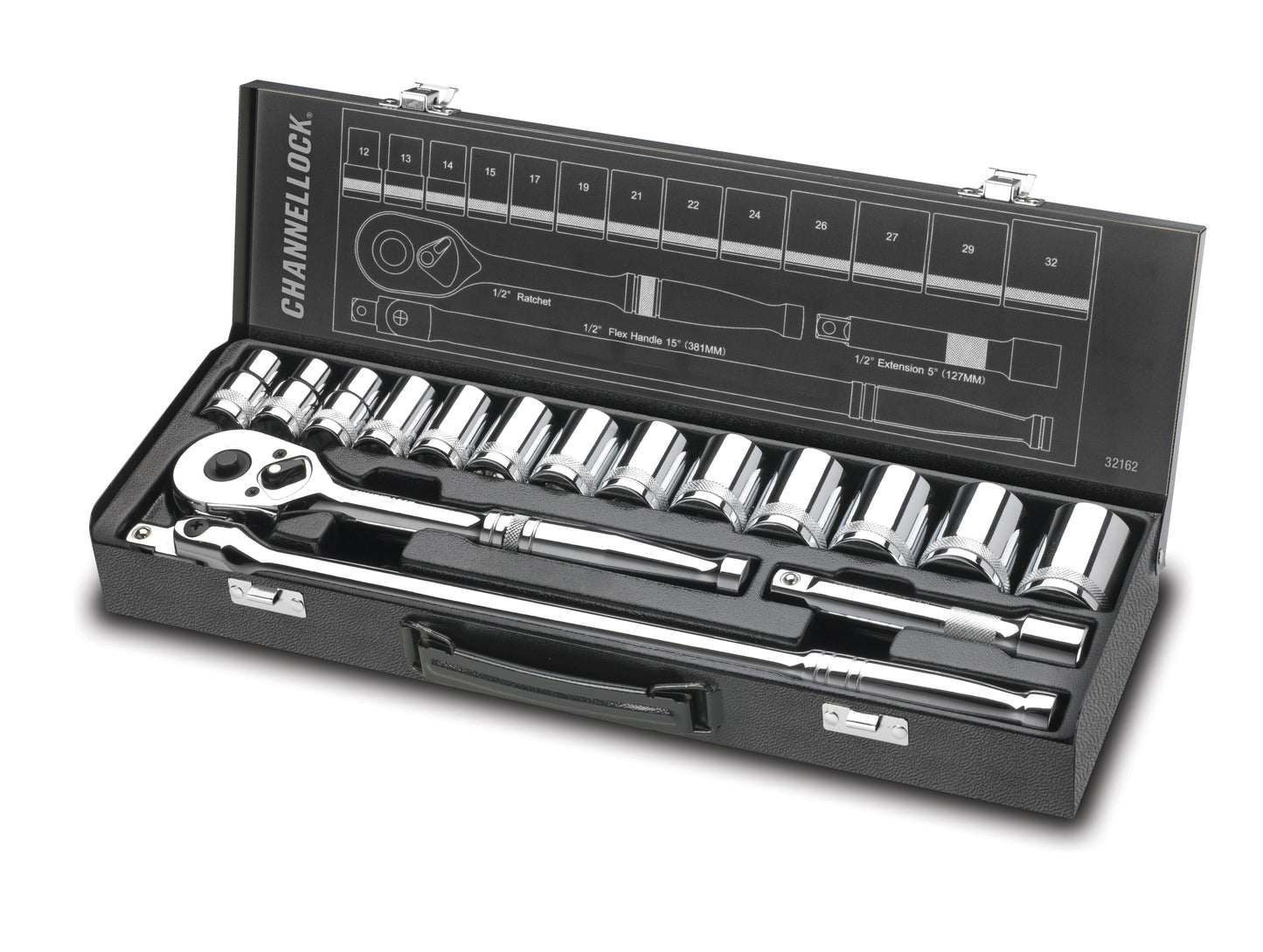 16pc 1/2" Metric Drive Socket Set (32162)